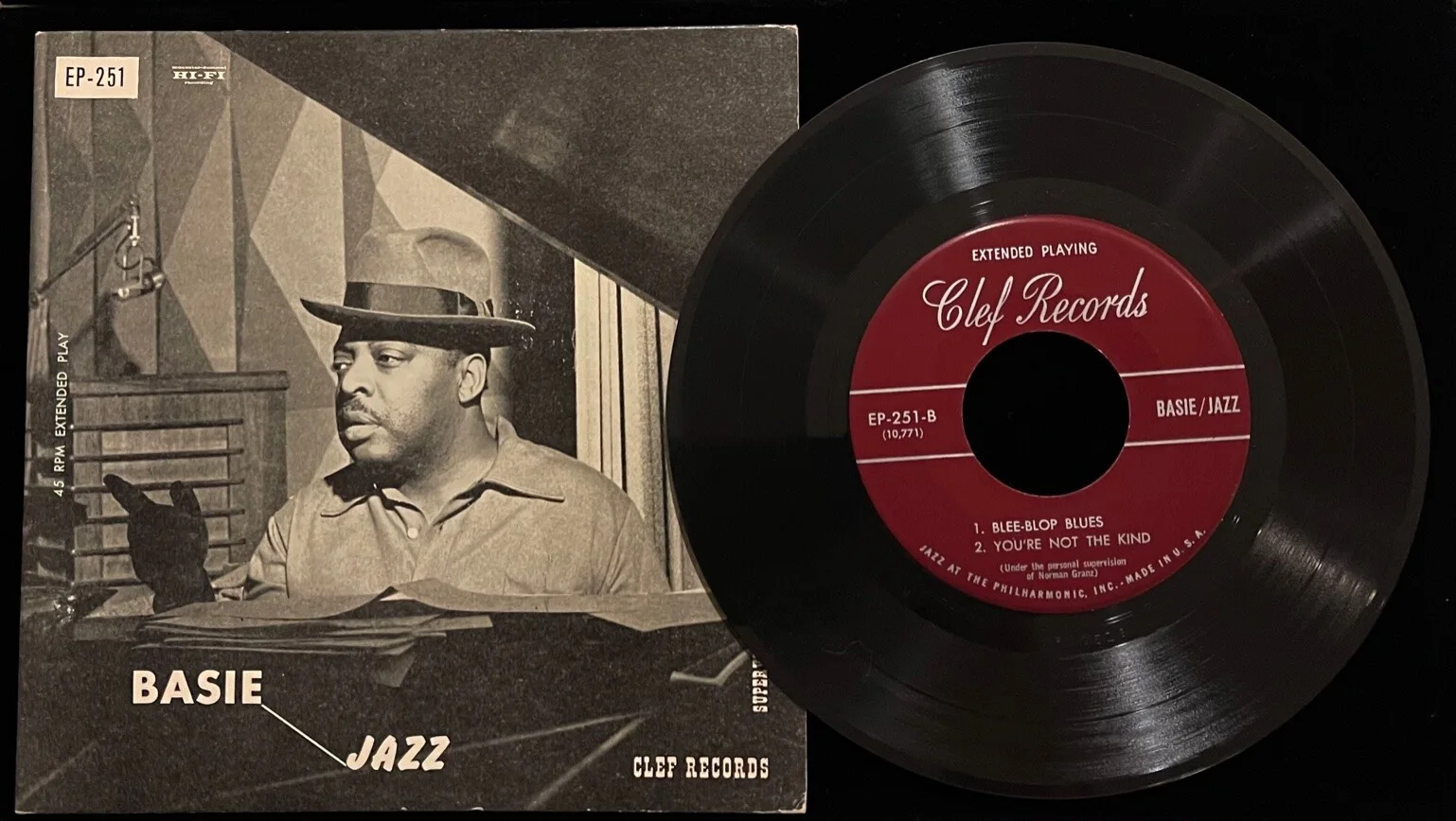 COUNT BASIE SONNY PAYNE & BILL GRAHAM AUTOGRAPHED HAND SIGNED CLEF JAZZ EP-251, изображение 3