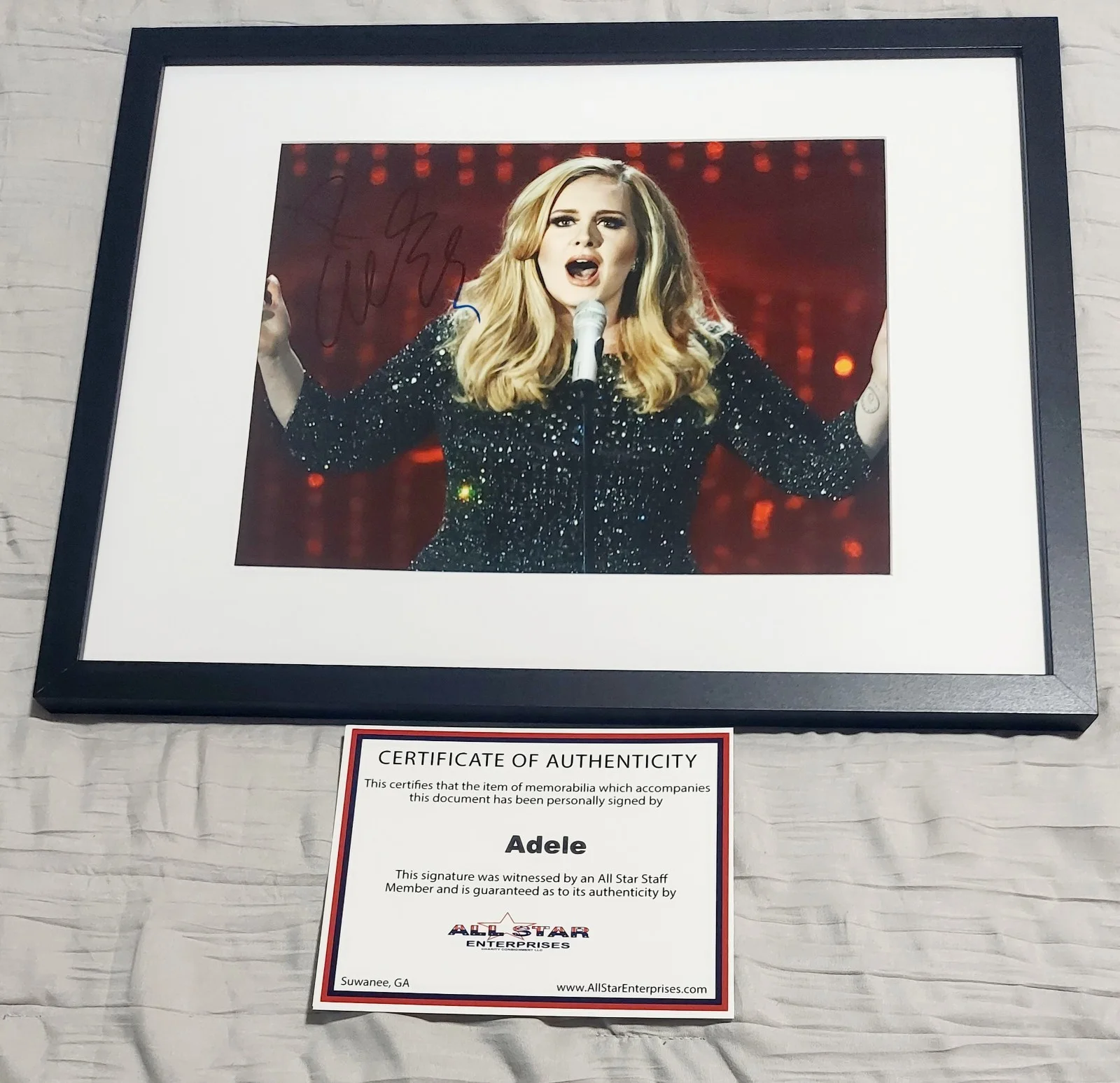 Adele Autographed 8x10 Photo Framed In 11x14 With COA, image 3