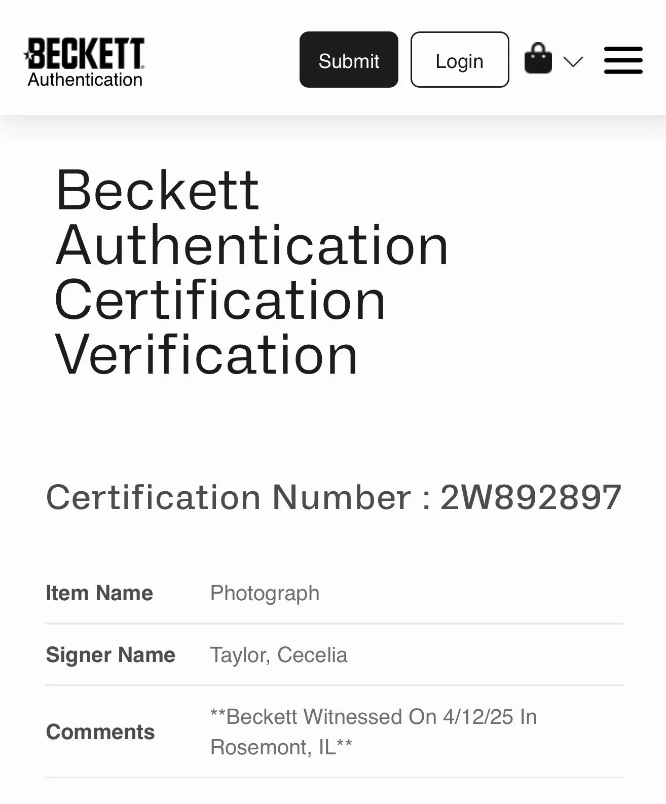 Cecelia Taylor Adult Video Star 8x10 Photo Beckett Witnessed Autograph COA, изображение 2
