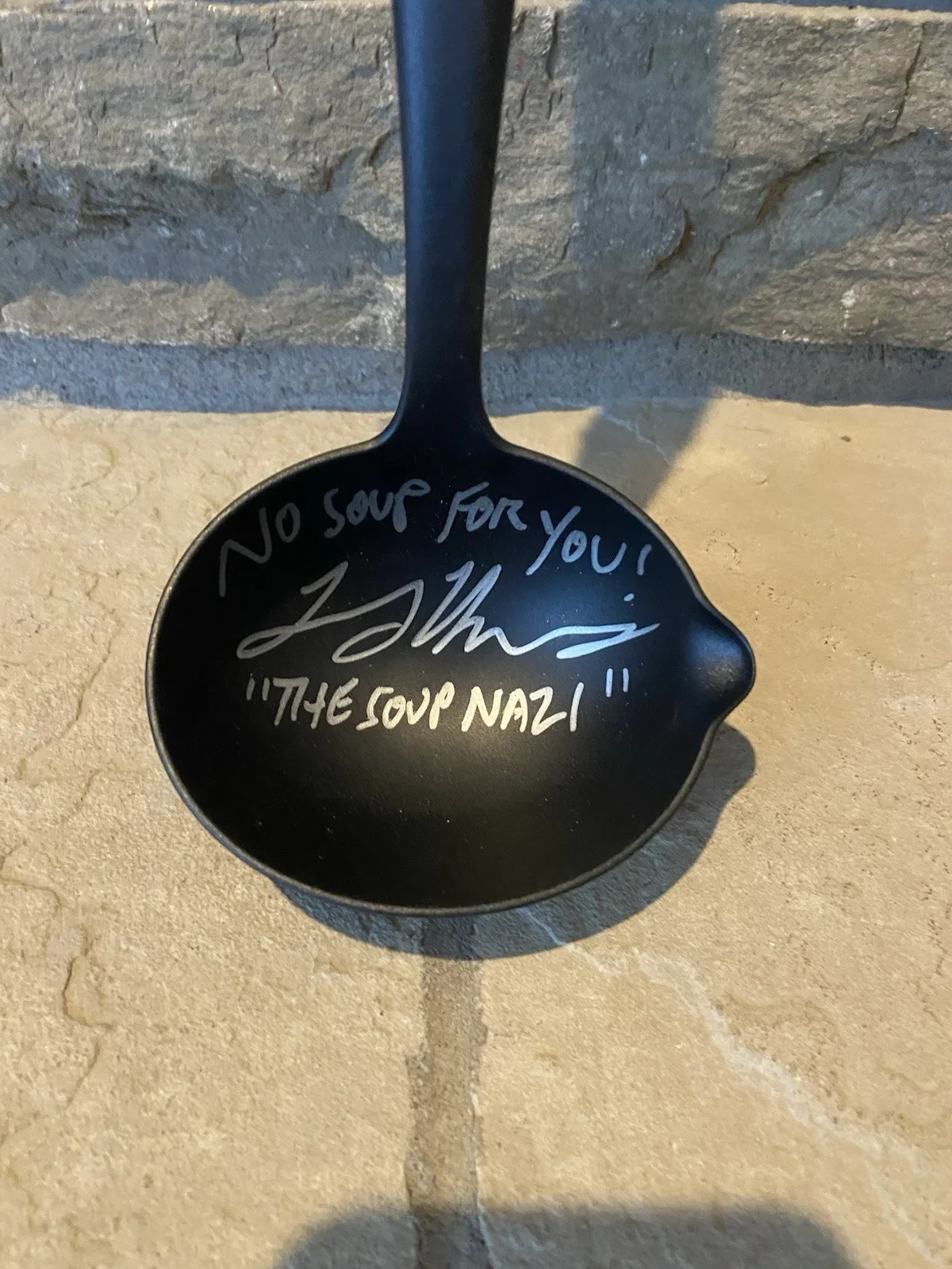 Larry Thomas — Seinfeld “The Soup Nazi” Larry Thomas Signed Ladle - JSA COA - “No Soup For You”