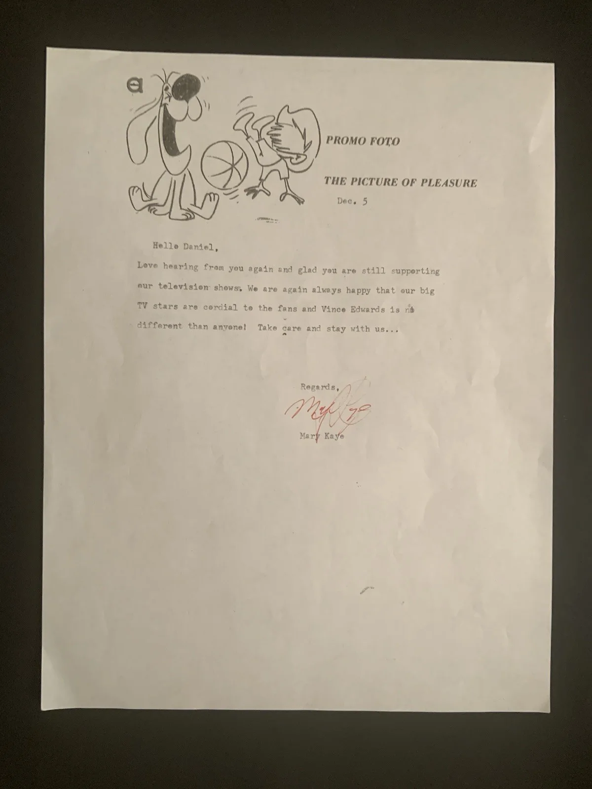 Vincent Edwards Sings signed record, image 3