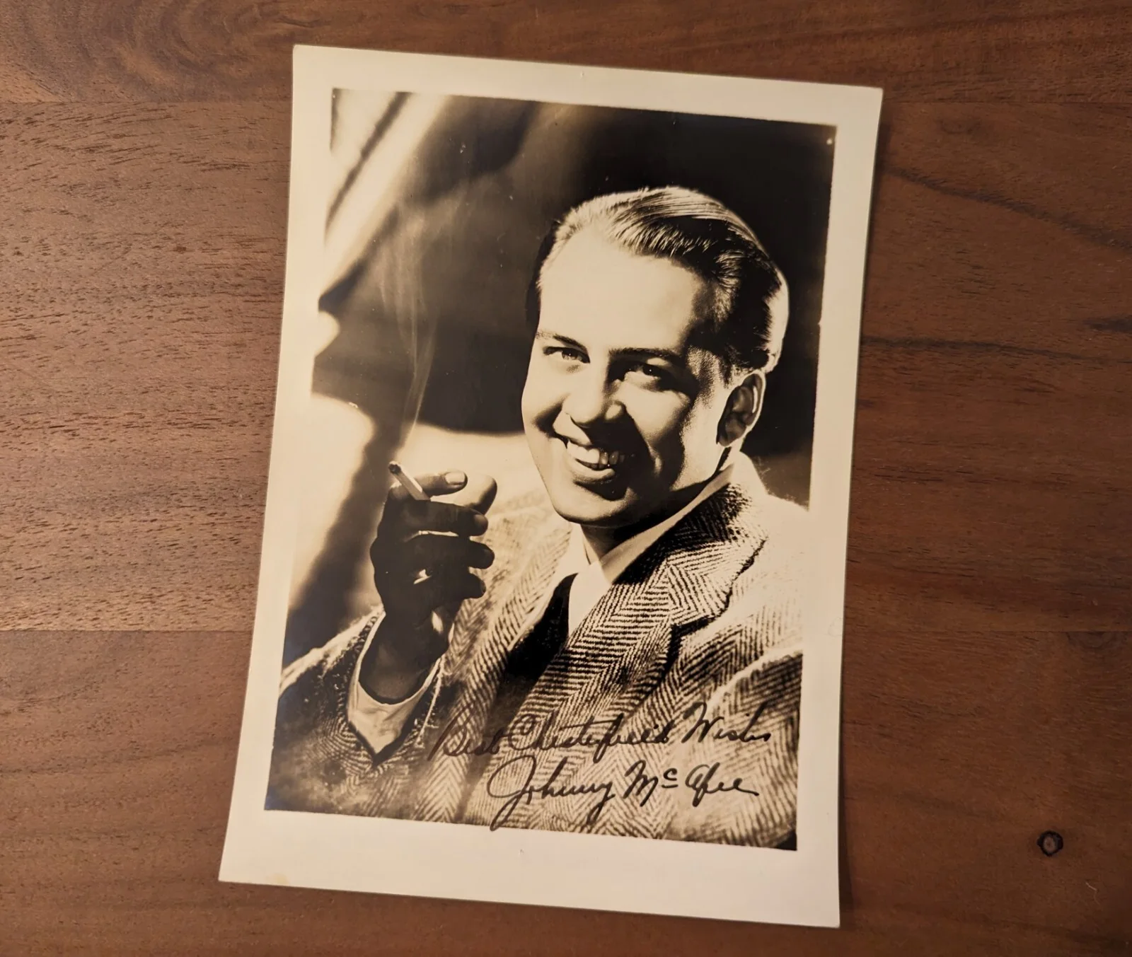1940s Hand Signed JOHNNY MCAFEE Fan Photograph Harry James Swing Band Musician, изображение 3