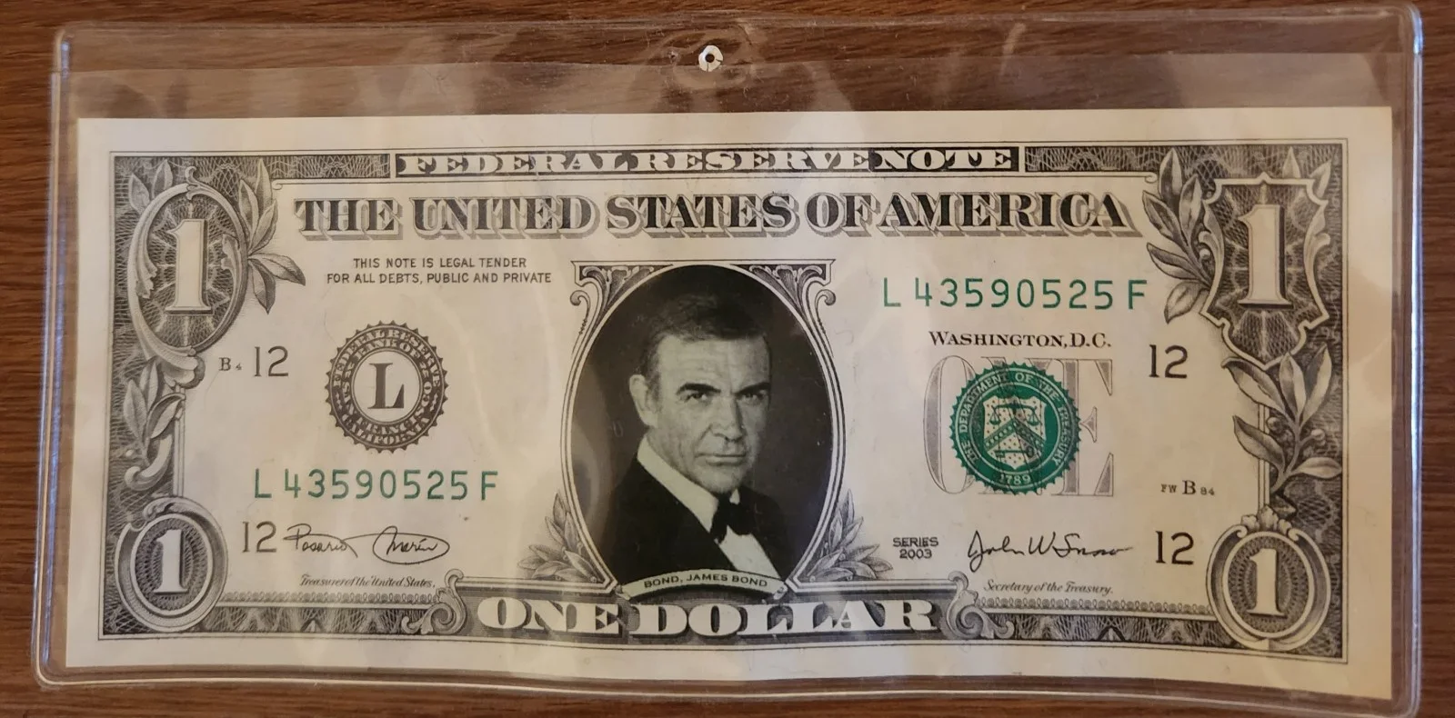 Sean Connery — Sean Connery Autograghed James Bond, Large and Framed. Bonus James Bond Dollar, image 2