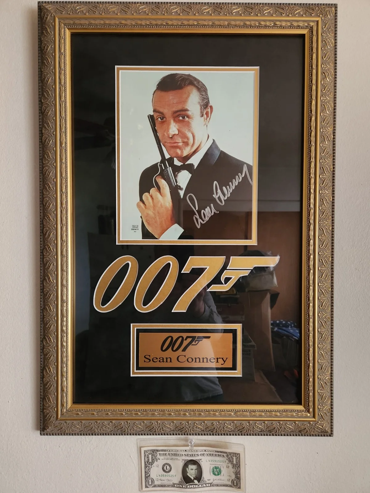 Sean Connery — Sean Connery Autograghed James Bond, Large and Framed. Bonus James Bond Dollar, image 3