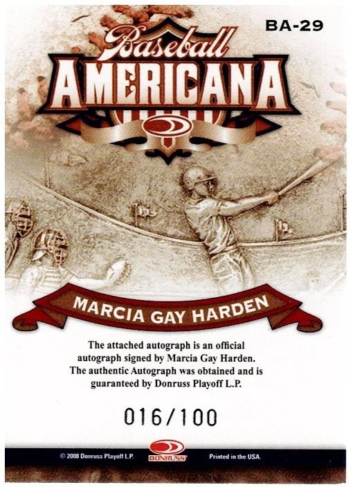 Marcia Gay Harden — MARCIA GAY HARDEN - AUTO - /100 - Americana - 2008 Donruss Triple Threads #BA-29, изображение 2