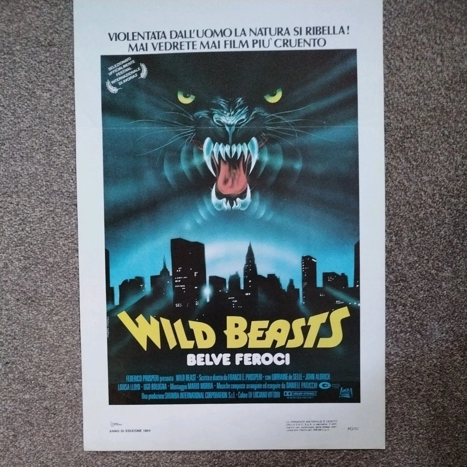 Wild Beasts / Belve Feroci Original Italian Locandina Poster, image 3