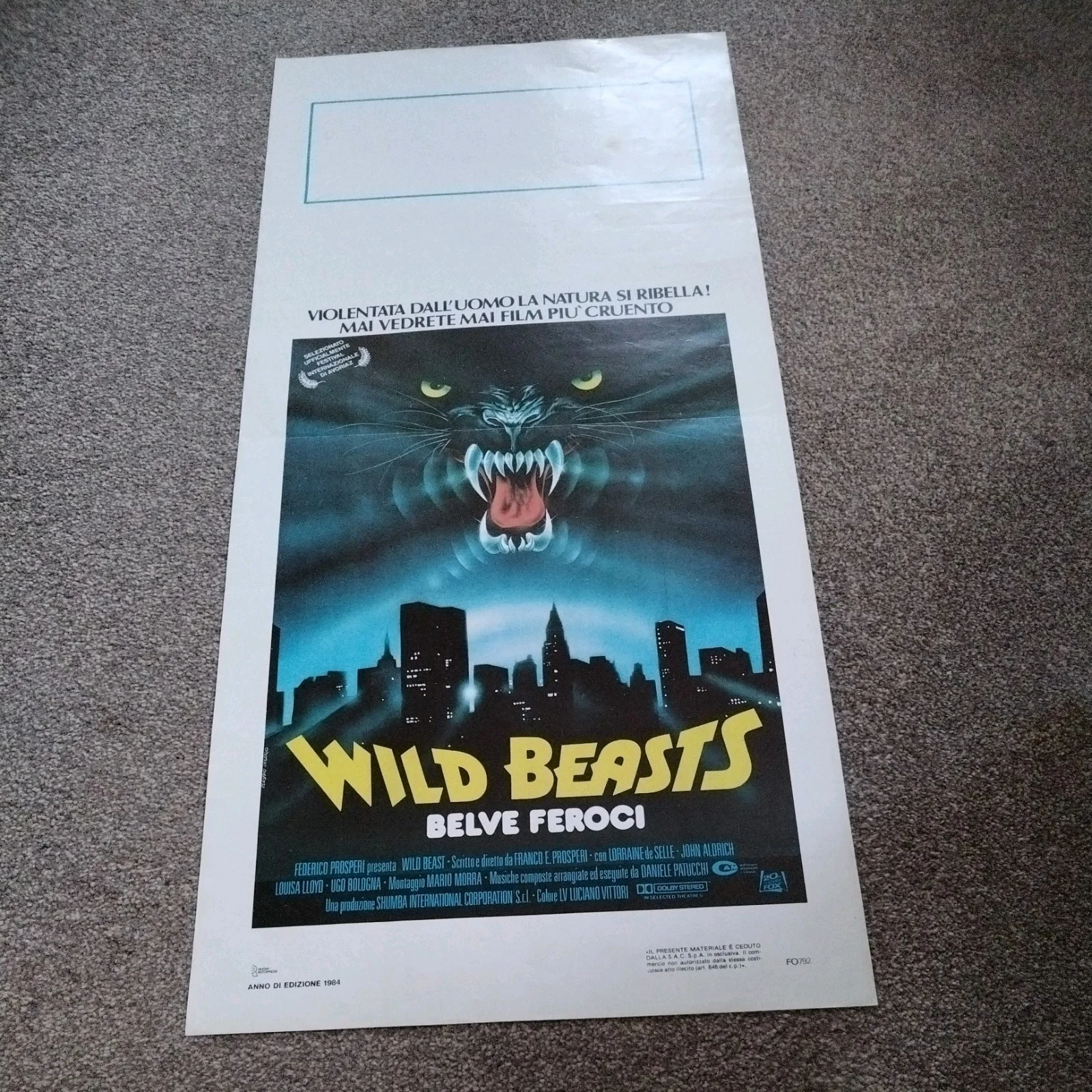 Wild Beasts / Belve Feroci Original Italian Locandina Poster, image 4
