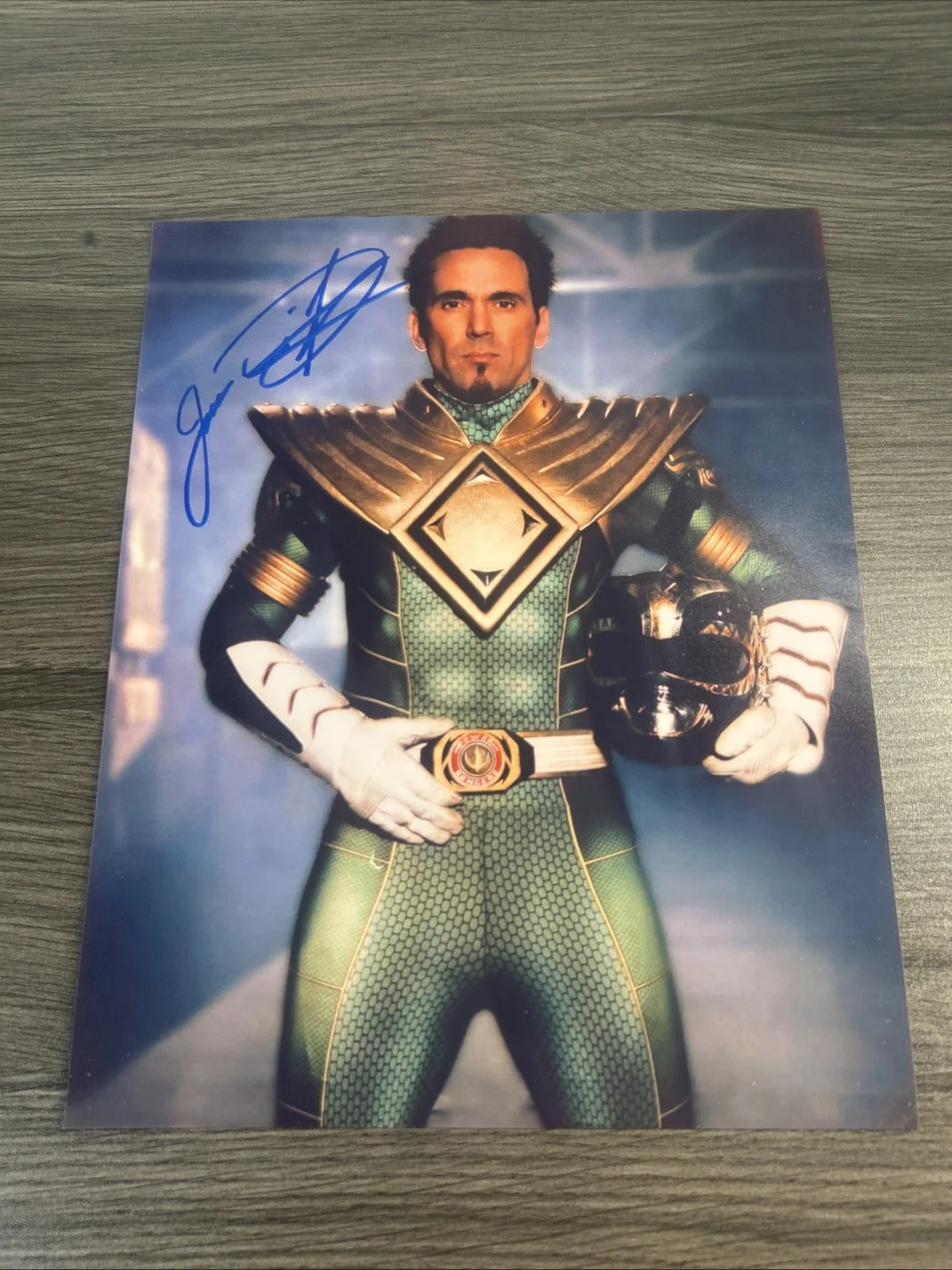 Jason David Frank — Jason David Frank Power Rangers Tommy Green Ranger 8x10 Autograph AS-IS Read, image 2
