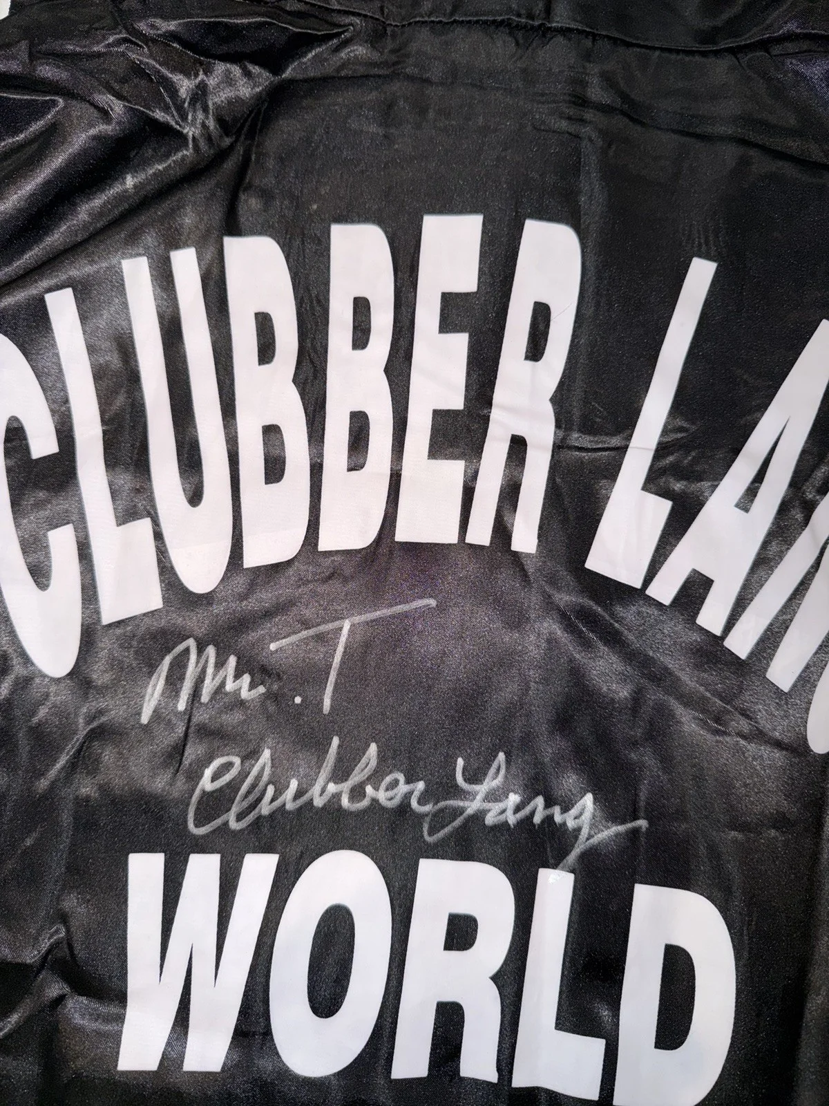 Mr T Autographed Clubber Lang Inscribed Rocky III Boxing Trunks RARE COA, image 2