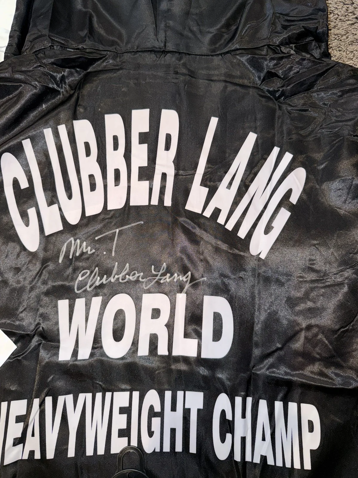 Mr T Autographed Clubber Lang Inscribed Rocky III Boxing Trunks RARE COA, image 3