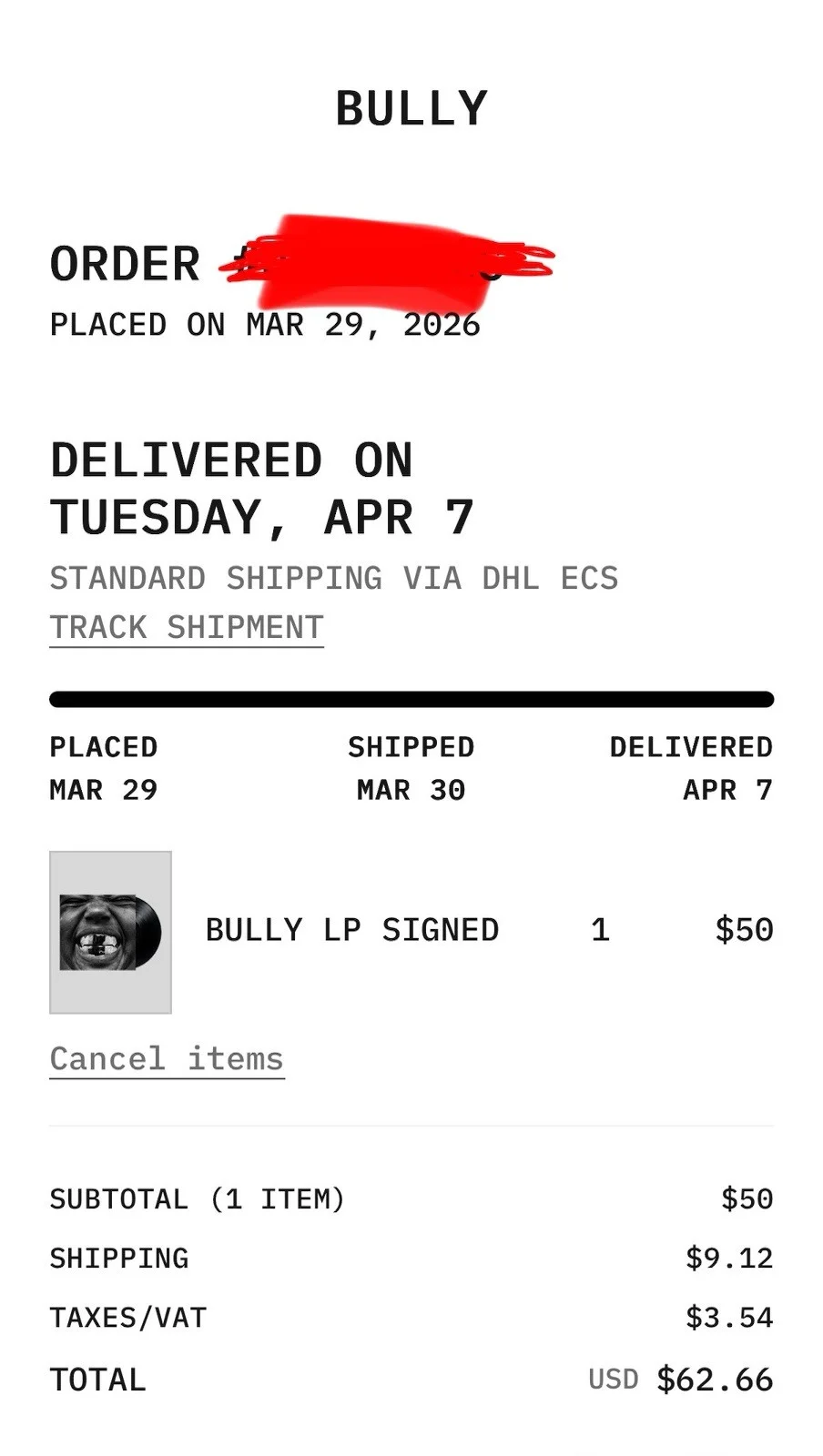 Bully Original Signed Ye AKA Kanye West Limited Edition Vinyl Record Collectible, изображение 5