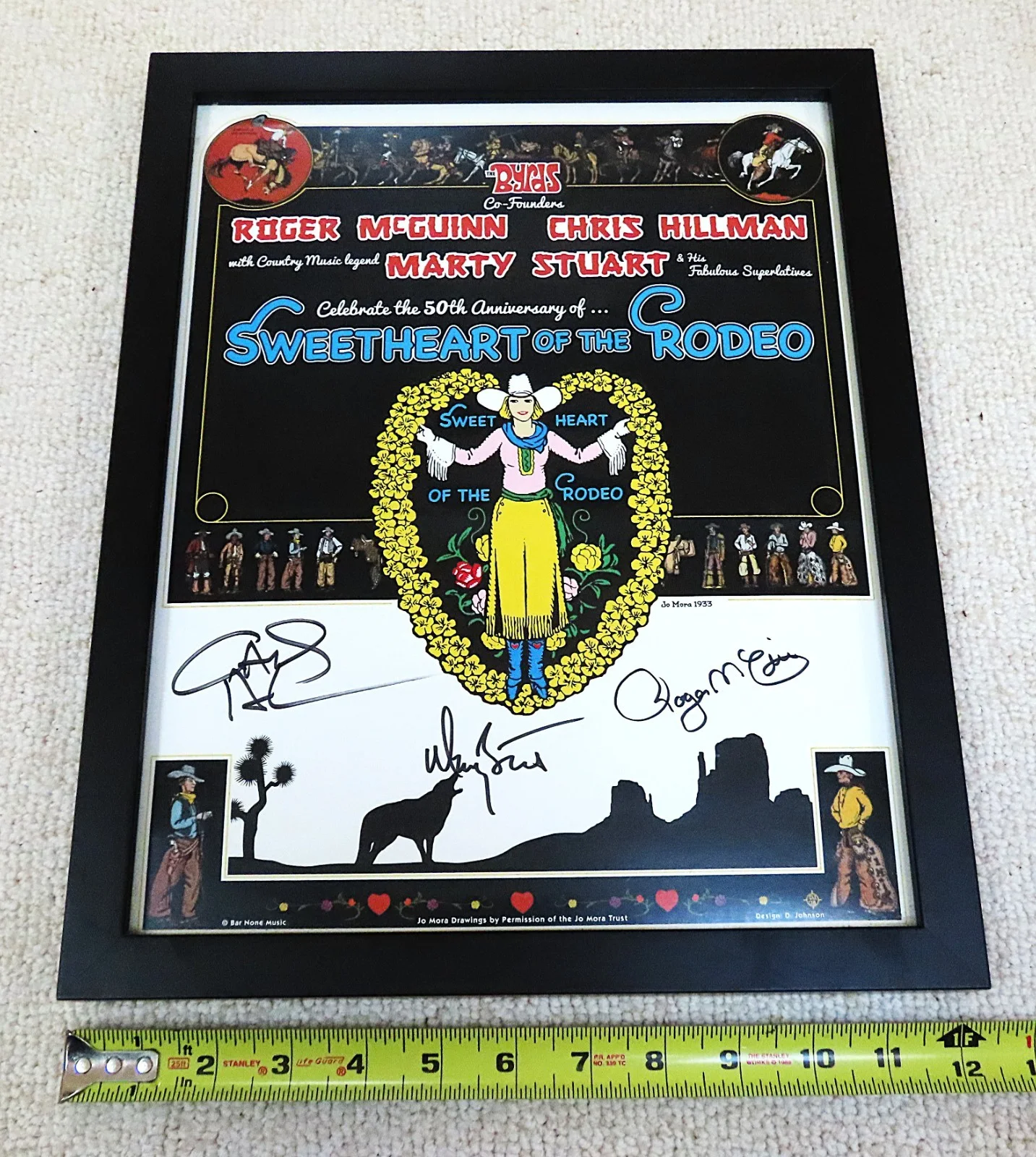 Signed "Sweetheart of the Rodeo" poster, Signed by McGuinn, Hillman and Stuart, изображение 2