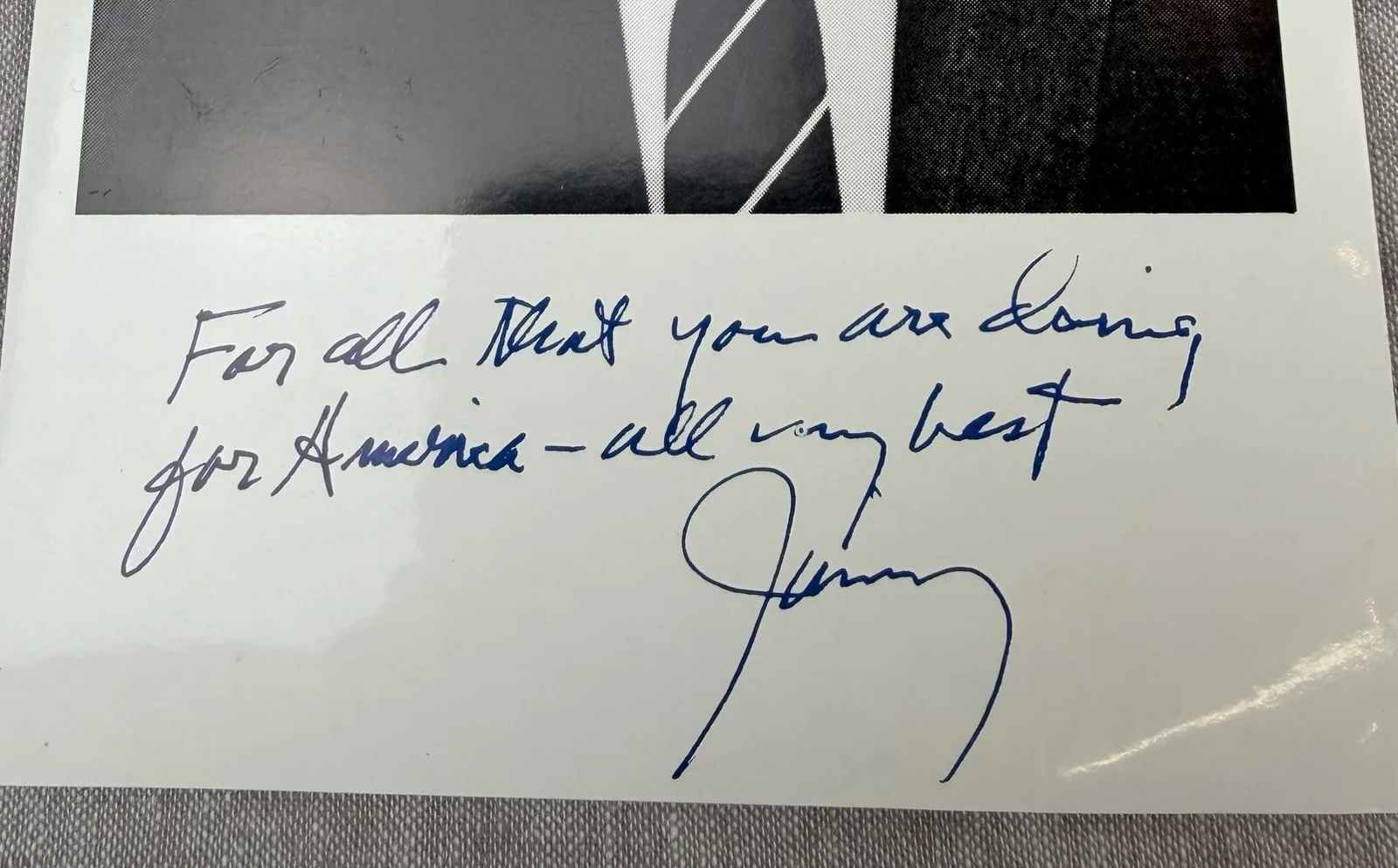 Jimmy Stewart — Jimmy Stewart Photo Inscription & Autograph Signed Jimmy 5X7 "...For America", изображение 2