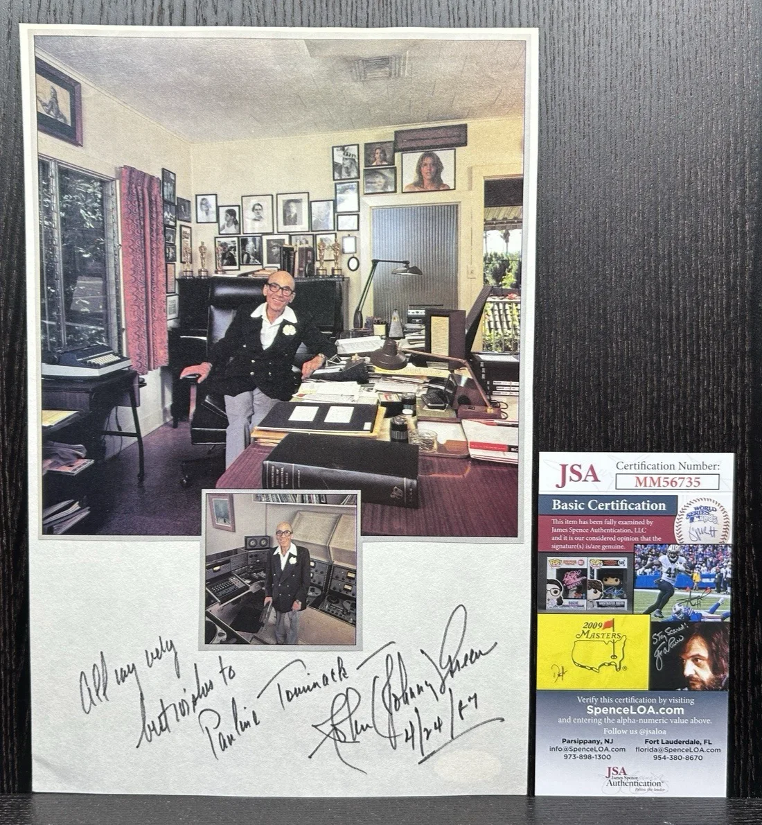 JOHNNY GREEN & DOLLY HAAS SIGNED PAPER & 8x10 PHOTO Original Autograph JSA COA, изображение 3
