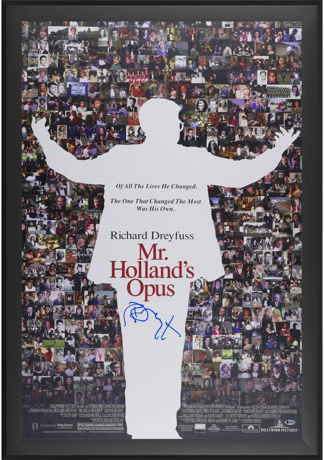 Richard Dreyfuss — Richard Dreyfuss Mr. Holland's Opus Framed Signed 30" x 40" Movie Poster - BAS