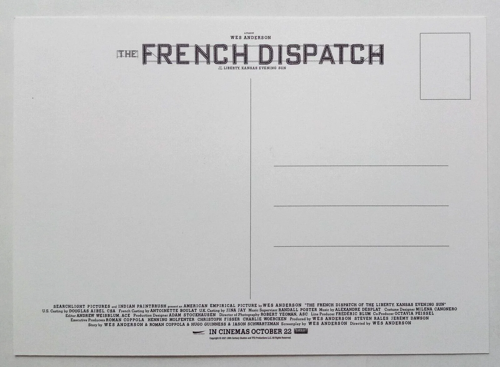 Lea Seydoux The French Dispatch Film Postcard, изображение 2