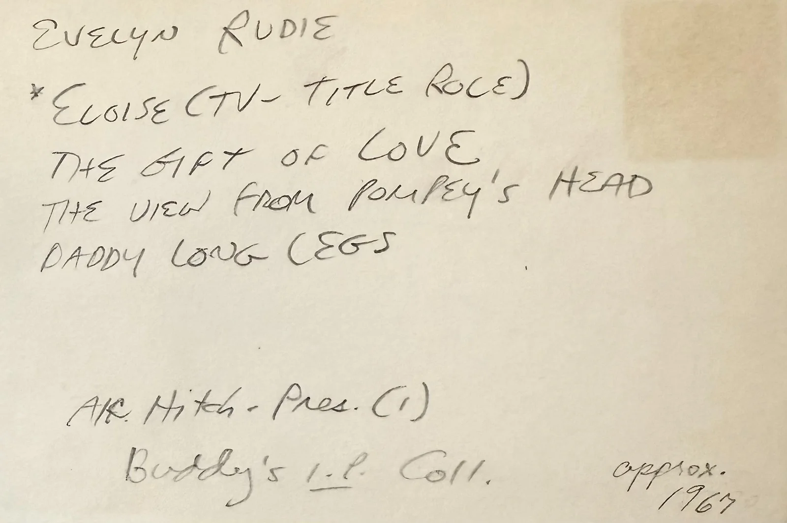 Evelyn Rudie — EVELYN RUDIE Signed Autographed 4x6 INDEX CARD Alfred Hitchcock 77 SUNSET STRIP, изображение 2
