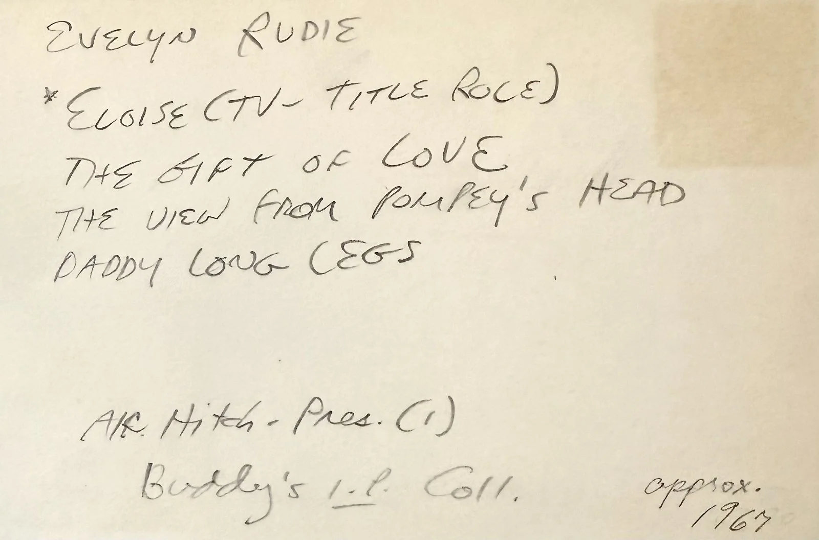 Evelyn Rudie — EVELYN RUDIE Signed Autographed 4x6 INDEX CARD Alfred Hitchcock 77 SUNSET STRIP, изображение 4