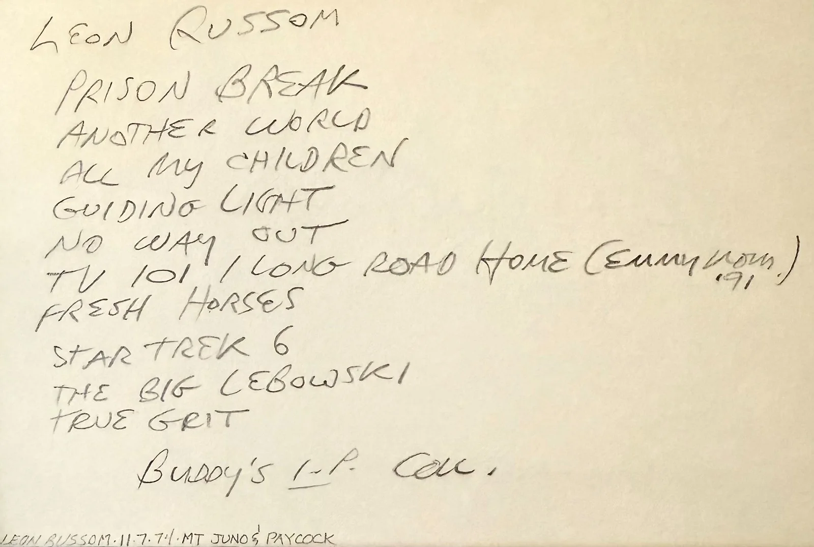 Leon Russom — LEON RUSSOM Signed Autographed 4x6 INDEX CARD TV 101 STAR TREK VI PRISON BREAK, image 4