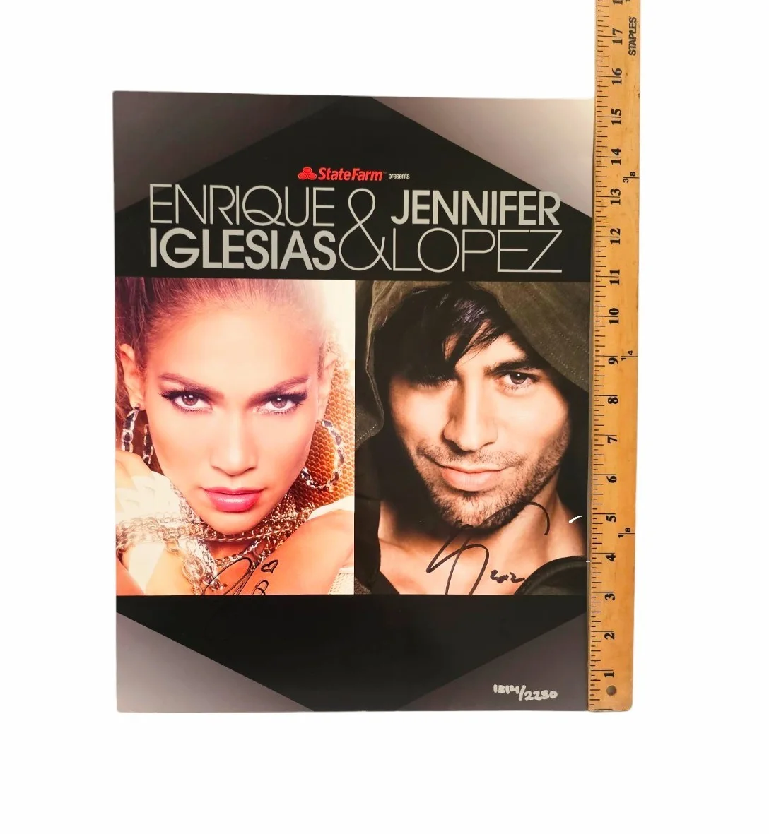 ENRIQUE IGLESIAS & JENNIFER LOPEZ 2012 TOUR CONCERT AUTOGRAPHED POSTER 15.5"X 12, изображение 2