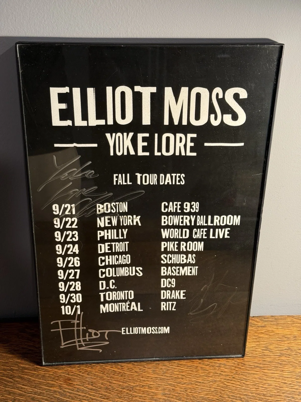 Elliot Moss, Adrian Galvin, Evan Marien — SIGNED Elliot Moss & Yoke Lore 2016 Tour Poster Signed by Both + Evan Marien, image 2