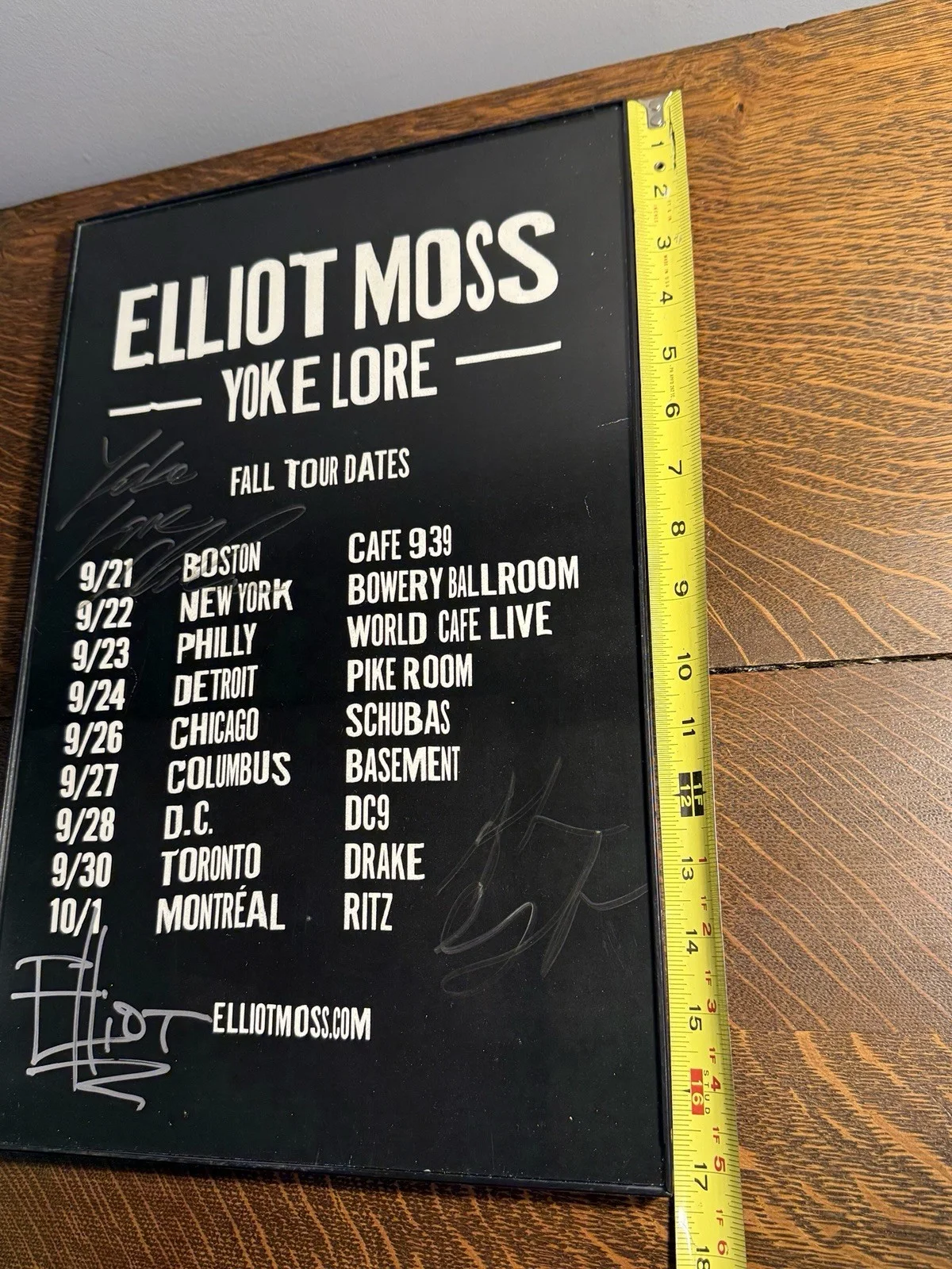 Elliot Moss, Adrian Galvin, Evan Marien — SIGNED Elliot Moss & Yoke Lore 2016 Tour Poster Signed by Both + Evan Marien, image 5