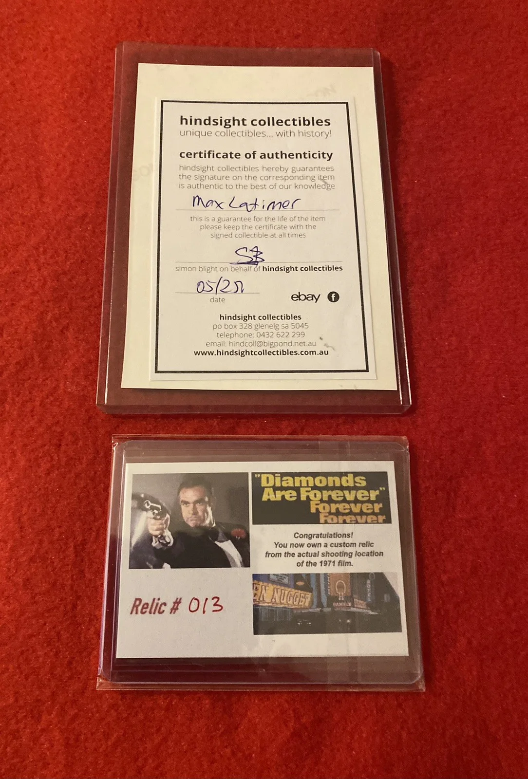 James Bond Autograph - Max Latimer In “Diamonds Are Forever” + Relic Card., изображение 2