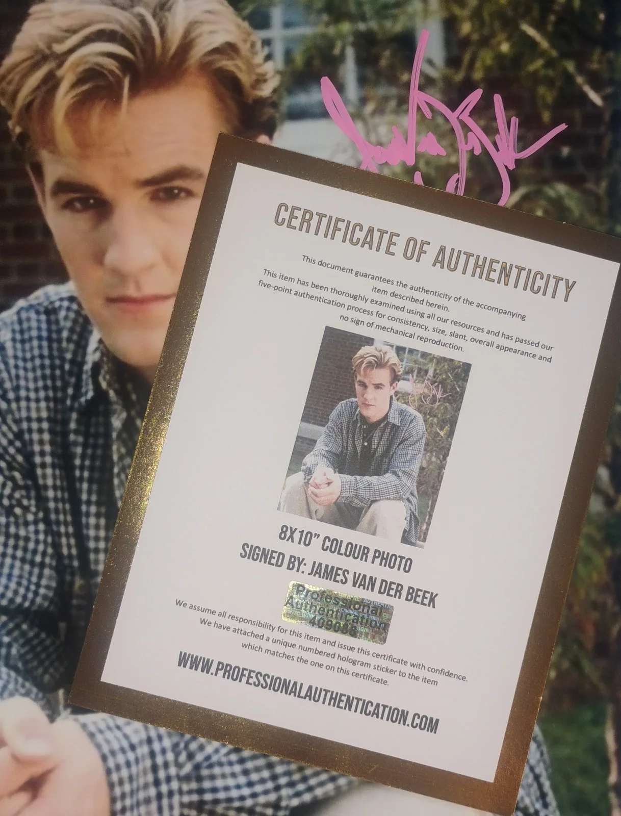 James Van Der Beek Hand Signed 8x10 Photo COA Dawson's Creek NO US TARIFFS, изображение 4
