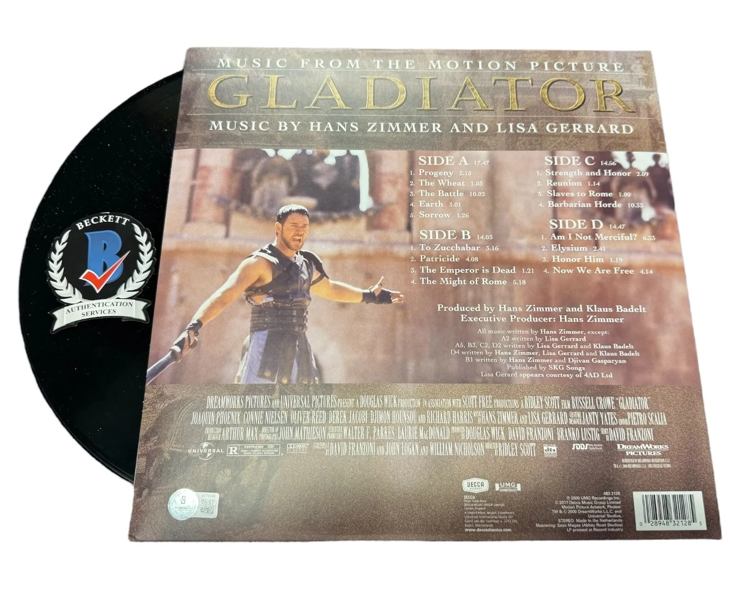HANS ZIMMER — HANS ZIMMER SIGNED AUTOGRAPH GLADIATOR SOUNDTRACK LP VINYL BECKETT BAS, изображение 2