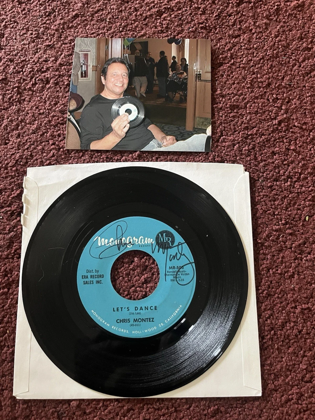 CHRIS MONTEZ Original MONOGRAM 45 rpm Let’s Dance Signed, image 2