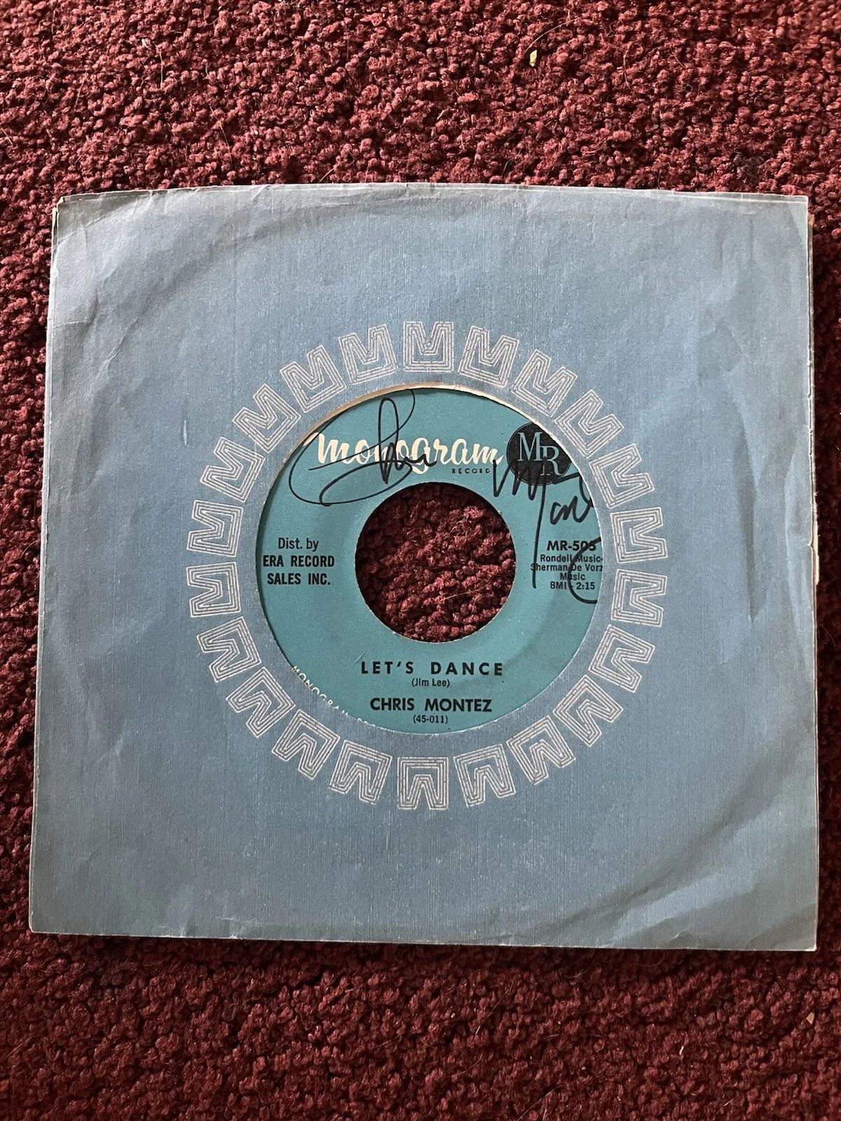 CHRIS MONTEZ Original MONOGRAM 45 rpm Let’s Dance Signed, image 3