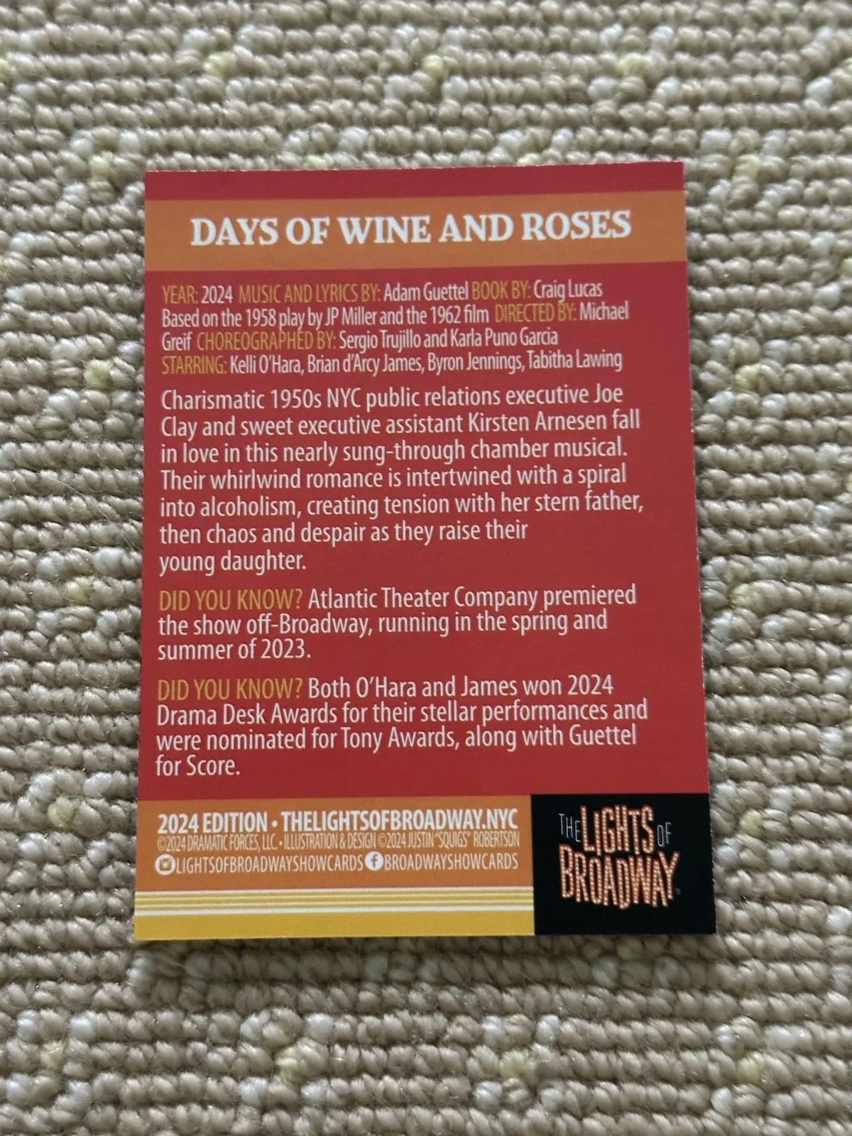 Kelli O’hara Signed Days Of Wine And Roses Broadway Trading Card, image 2