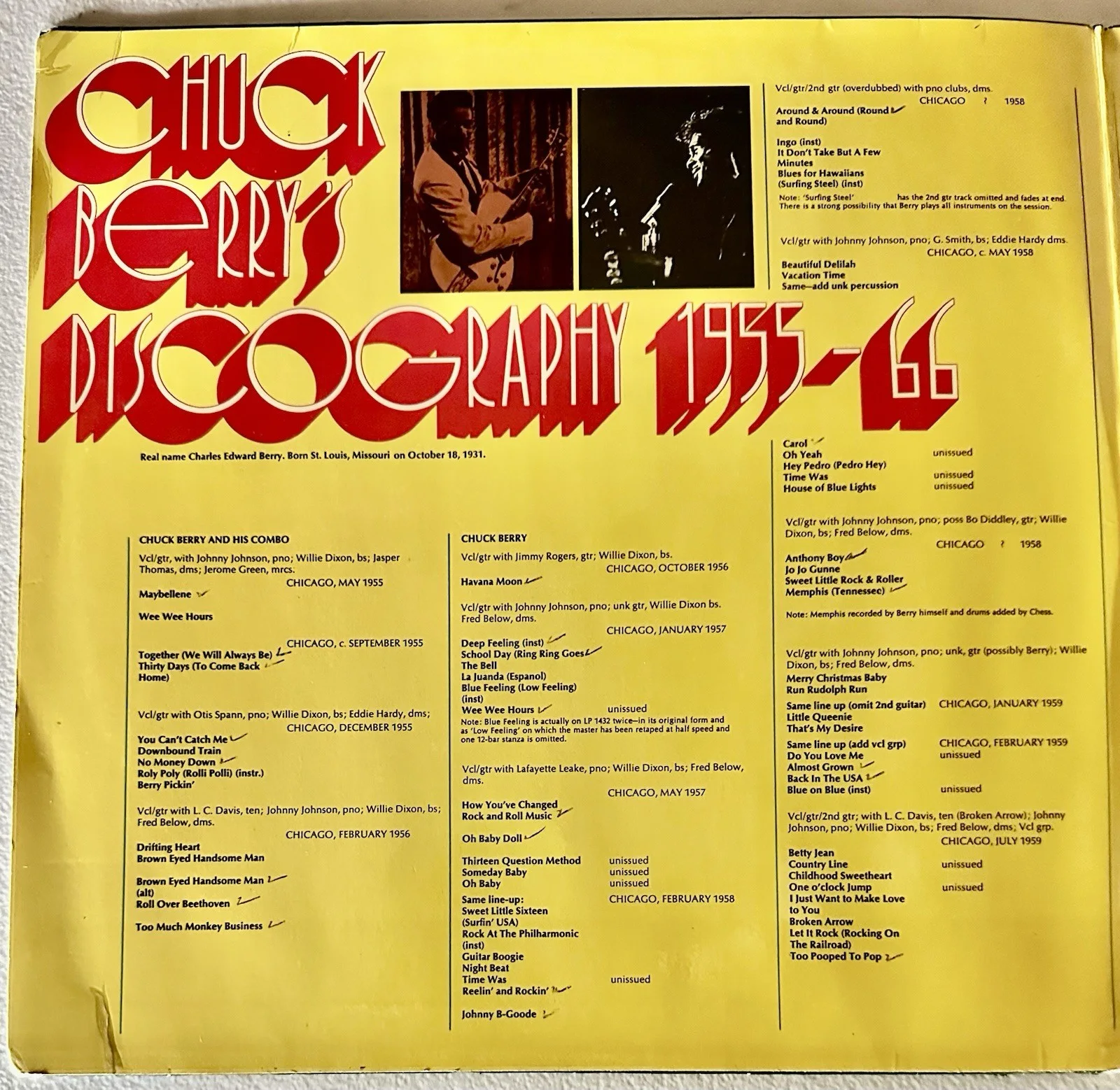 Chuck Berry Signed Double LP, изображение 4