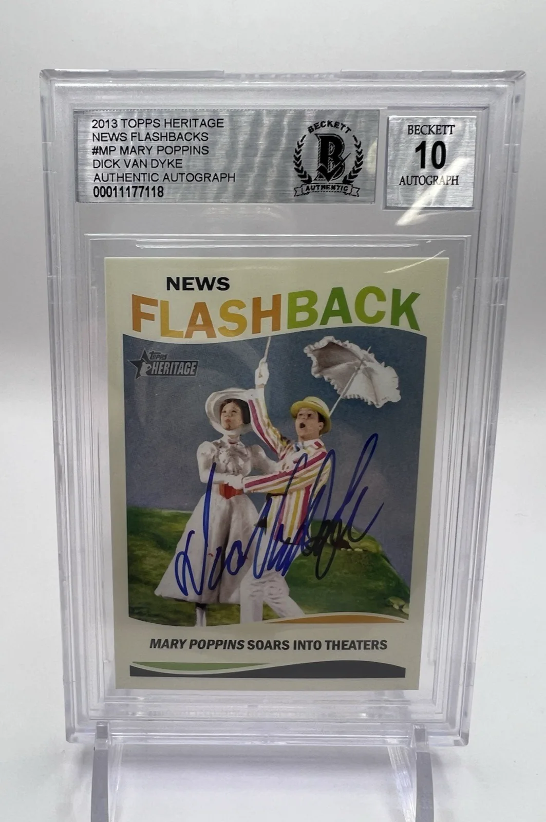 Dick Van Dyke — 2013 Topps Heritage Dick Van Dyke Signed Autographed Mary Poppins Beckett BGS 10, image 2