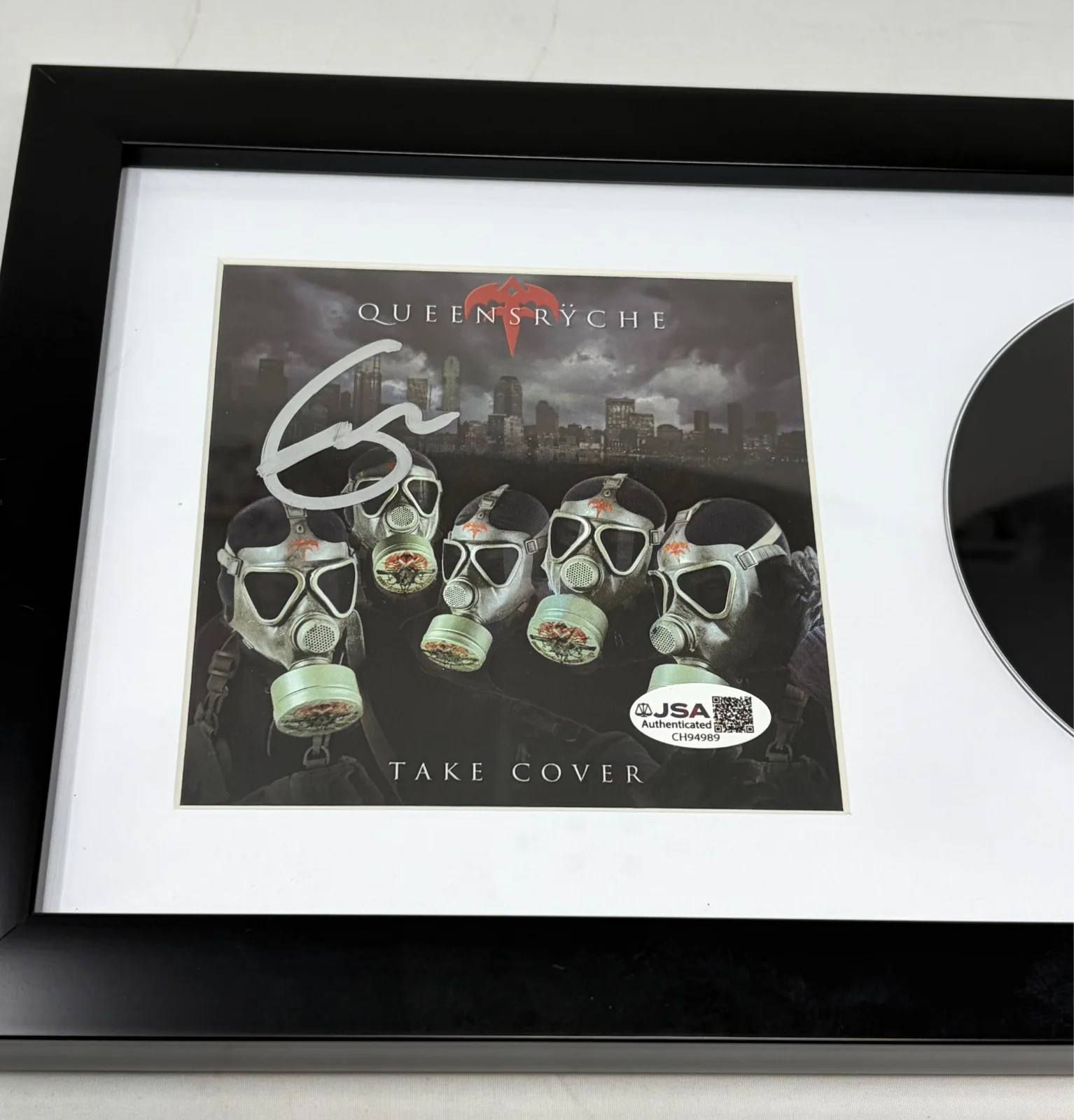 Geoff Tate signed Queensryche Take Cover Framed CD Cover JSA COA, image 2