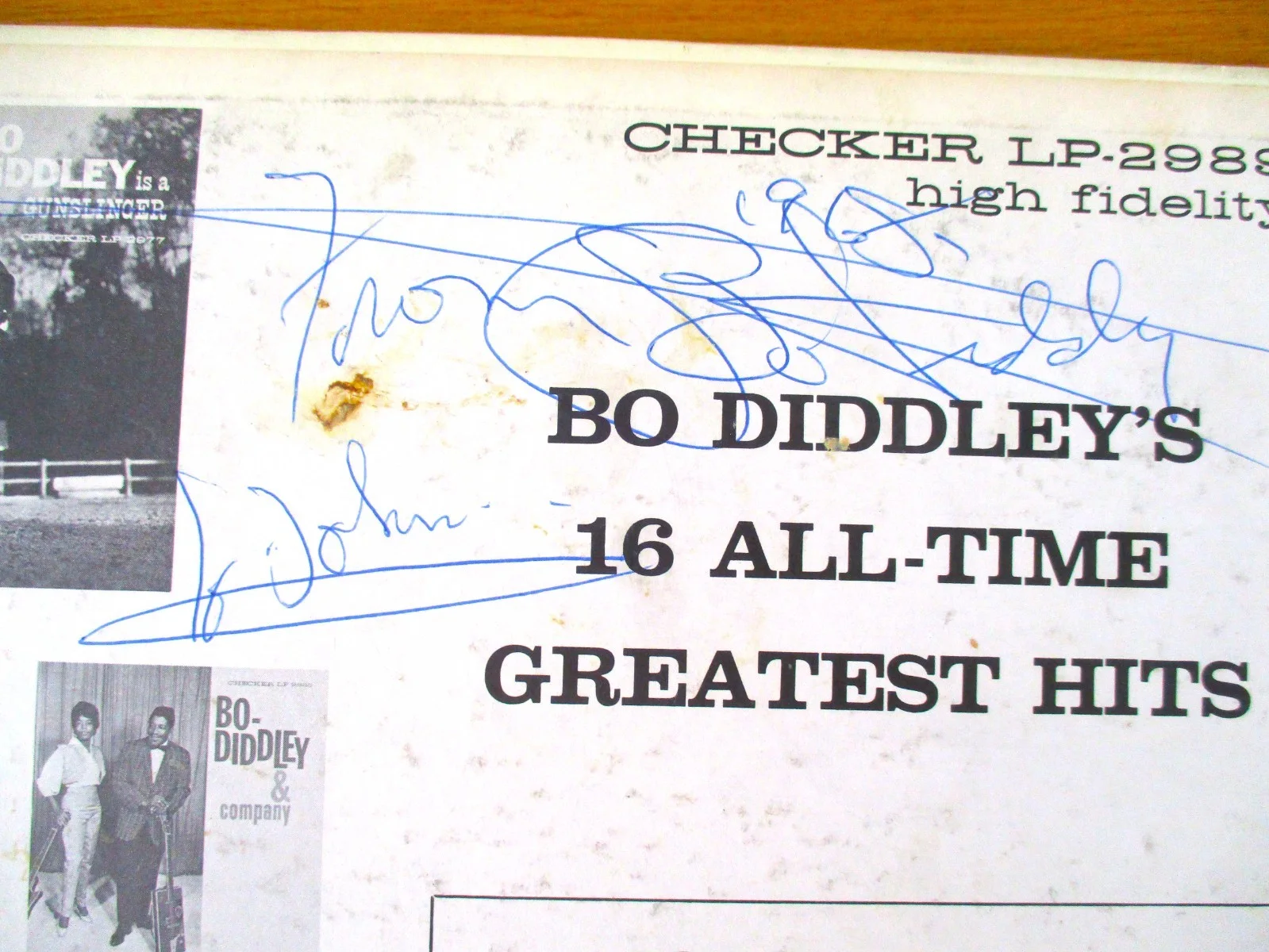 Inscribed/Signed Bo Diddley Checker LP-2989 Greatest Hits John Gilliland Estate, image 4
