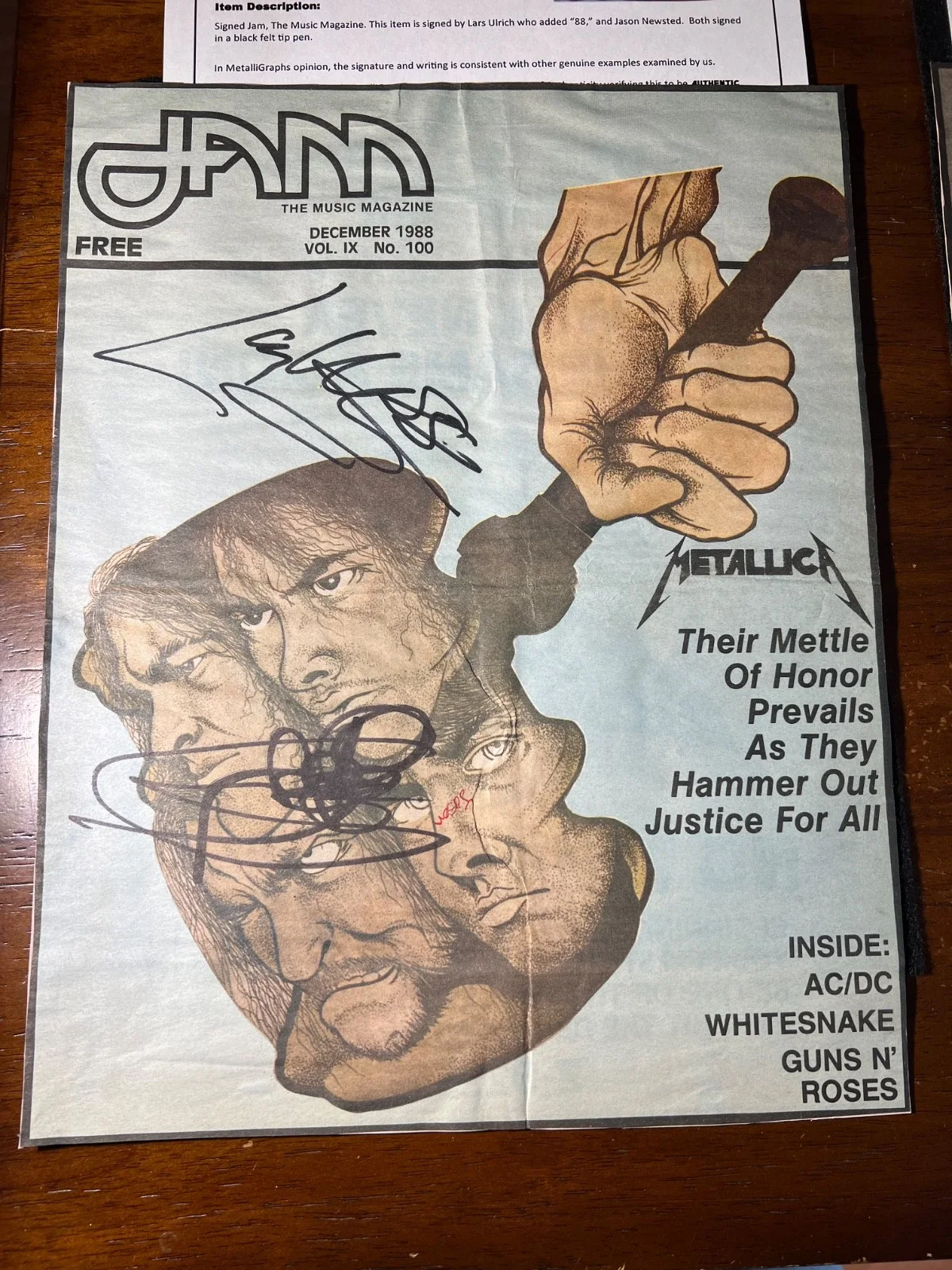 Metallica Fully Signed X4 James Lars Kirk Jason Newspaper Covers Metalligraphs, изображение 4
