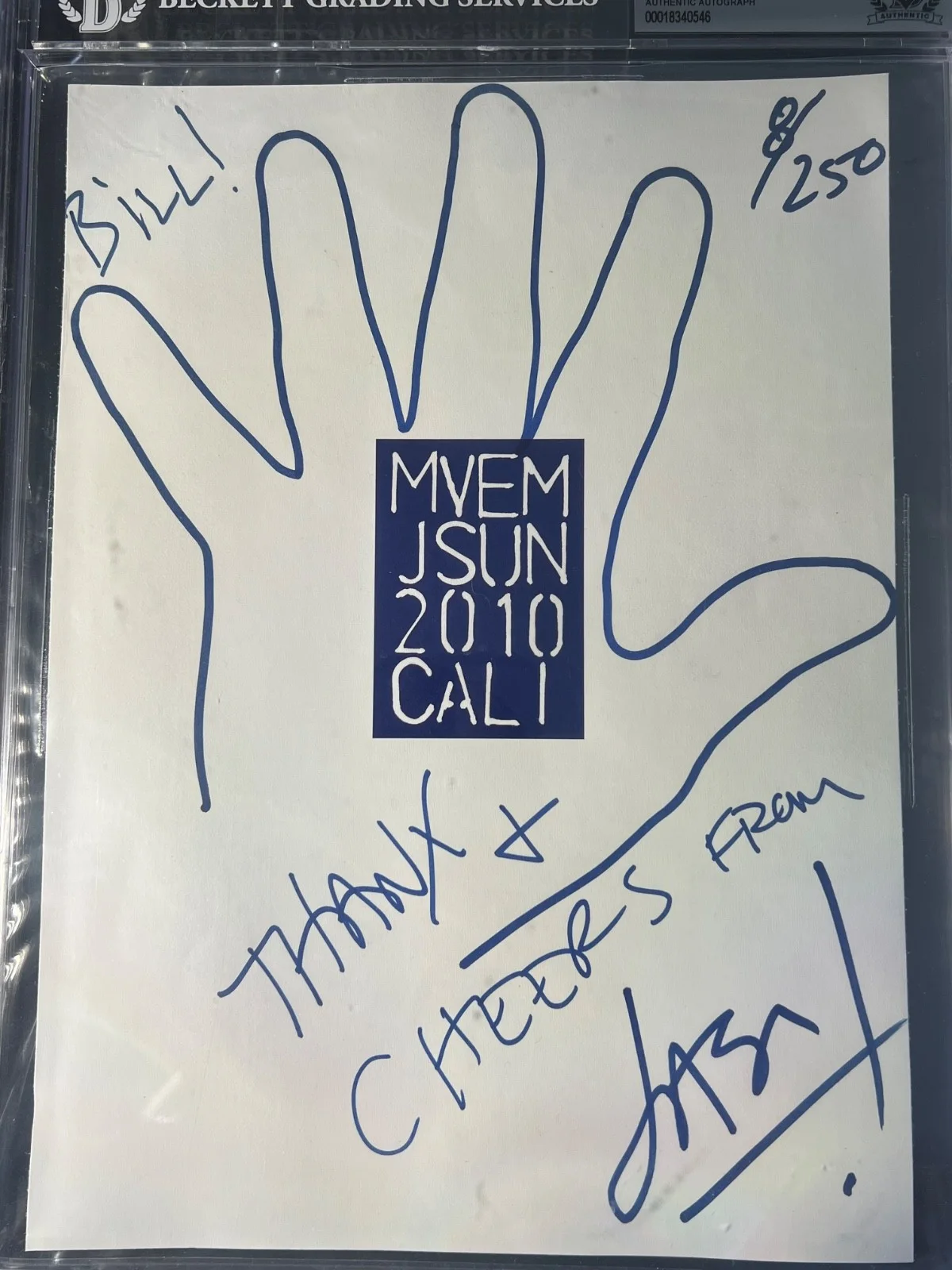 Signed Autographed Metallica Page Jason Newsted 2 Hand Print Beckett Encased COA, изображение 4