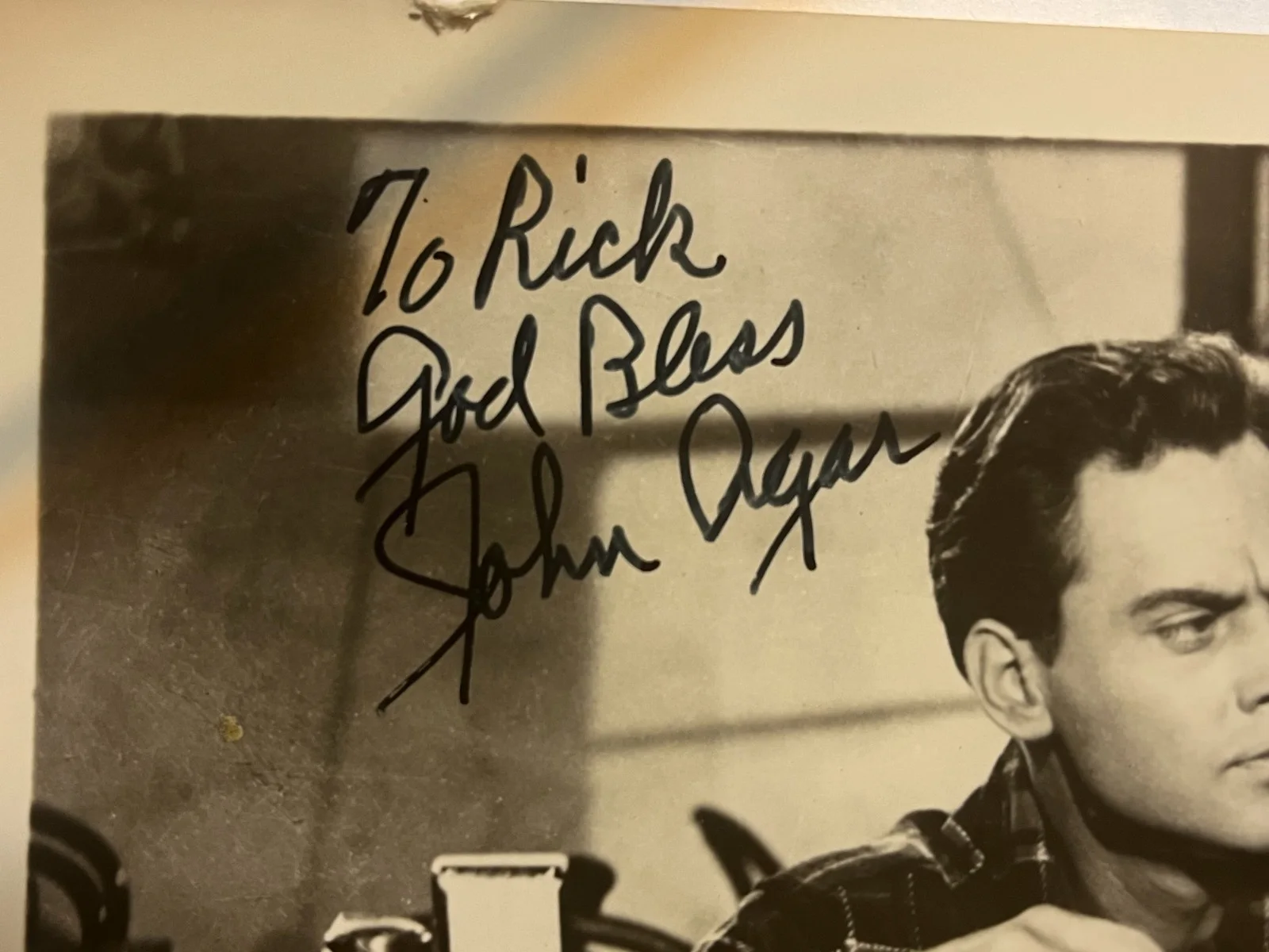 JOHN AGAR!!! SIGNED ORGINAL VINTAGE PHOTO!! HUGO HAAS!!, image 2