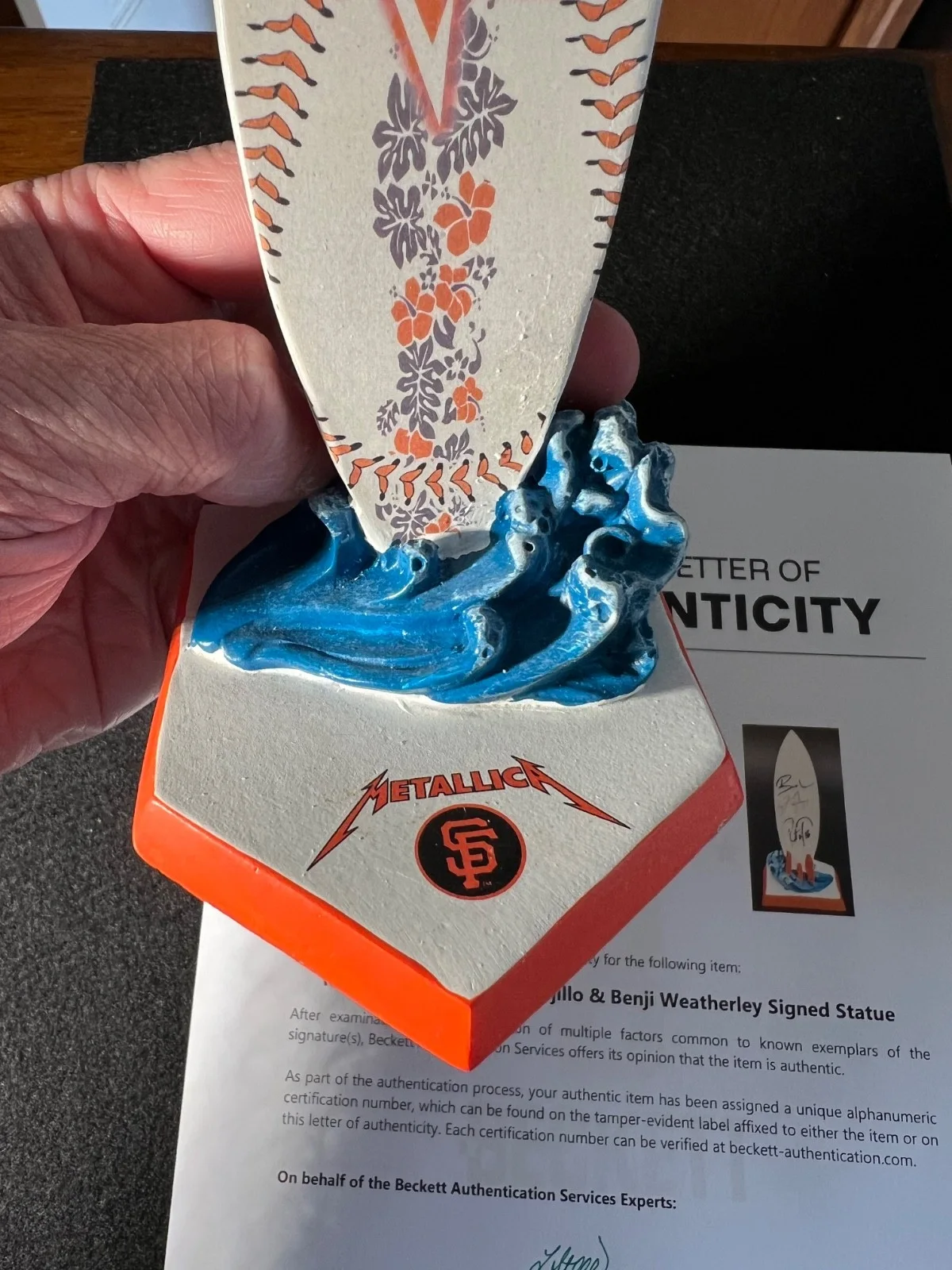 Kirk Hammett Robert Trujillo Signed Autographed Surfboard Metallica Beckett COA, image 5