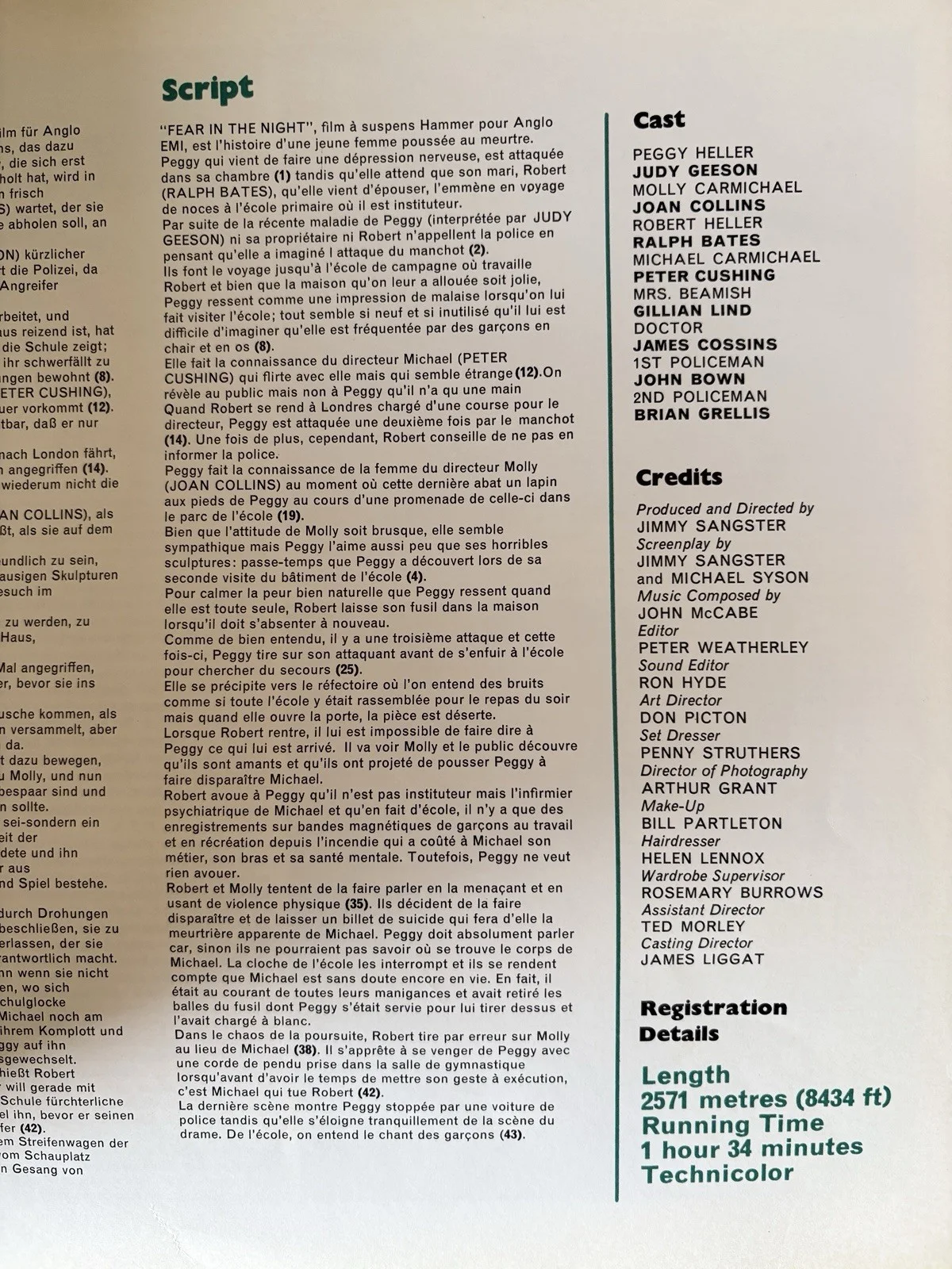 Fear In The Night EMI Promo Pressbook 1972, image 4