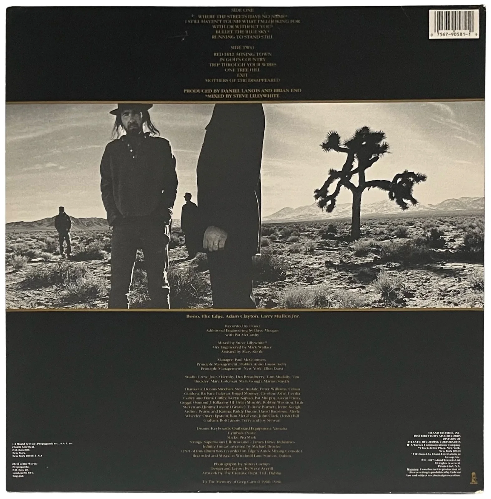 BONO SIGNED U2 THE JOSHUA TREE VINYL RECORD JSA LOA Z28672, image 2