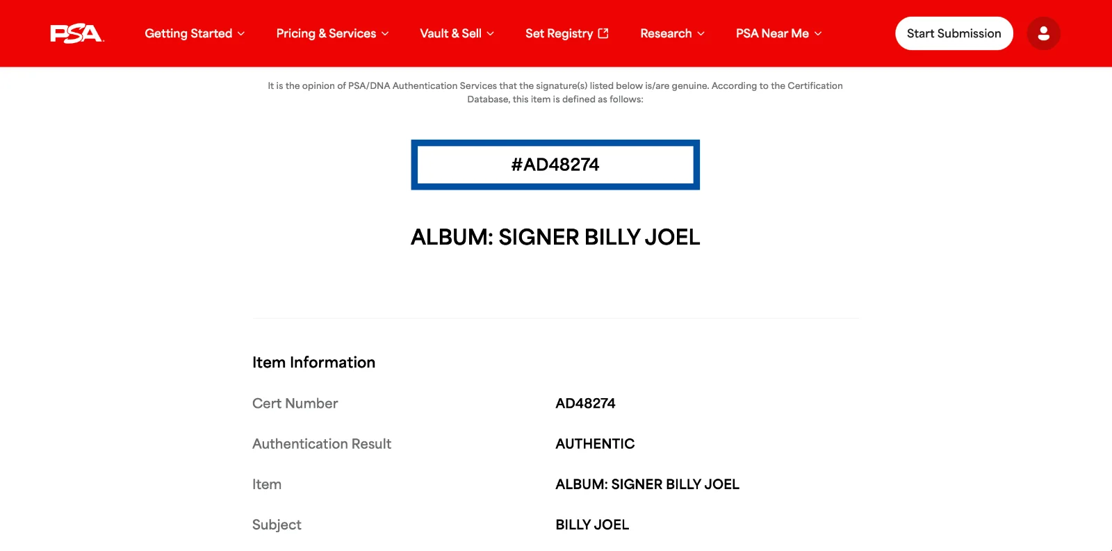 BILLY JOEL SIGNED PIANO MAN VINYL RECORD PSA COA AD48274, image 4