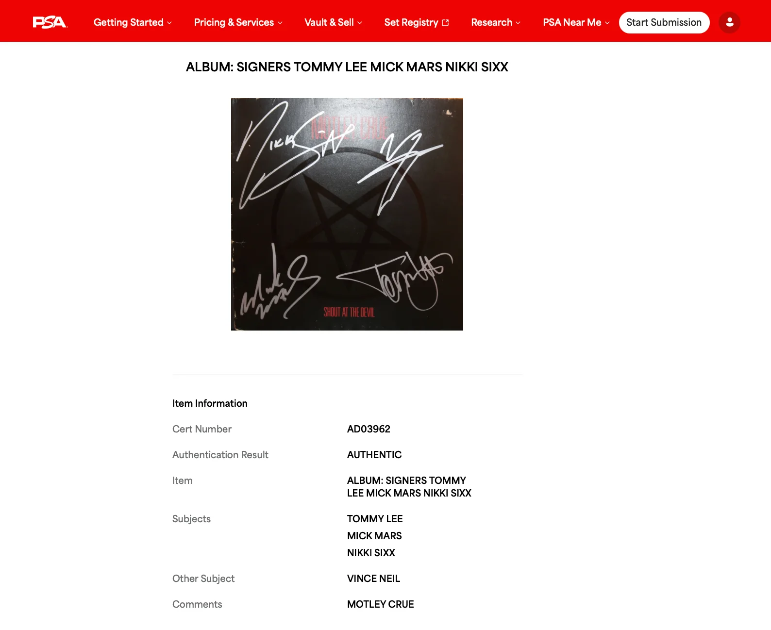 MOTLEY CRUE X4 TOMMY VINCE NIKKI & MICK SIGNED SHOUT AT THE DEVIL RECORD PSA LOA, image 5