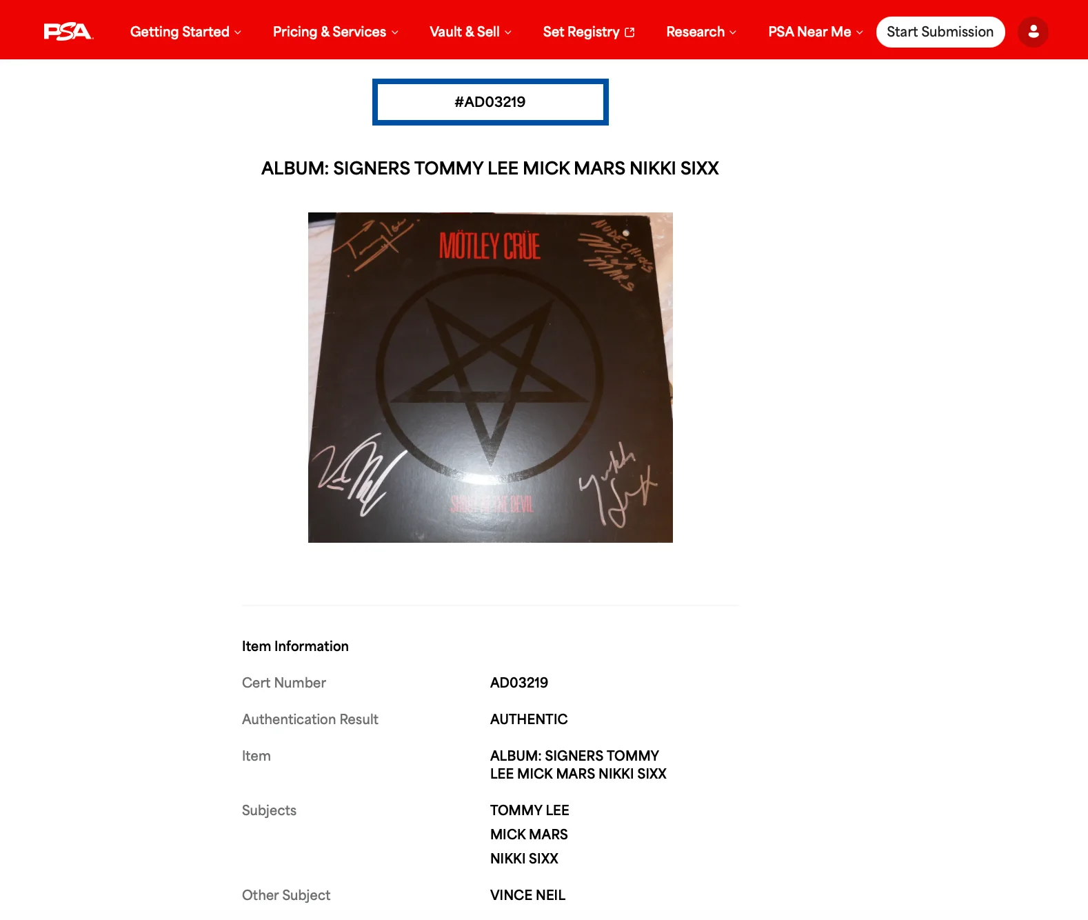 MOTLEY CRUE X4 TOMMY VINCE NIKKI & MICK SIGNED SHOUT AT THE DEVIL RECORD PSA LOA, image 5