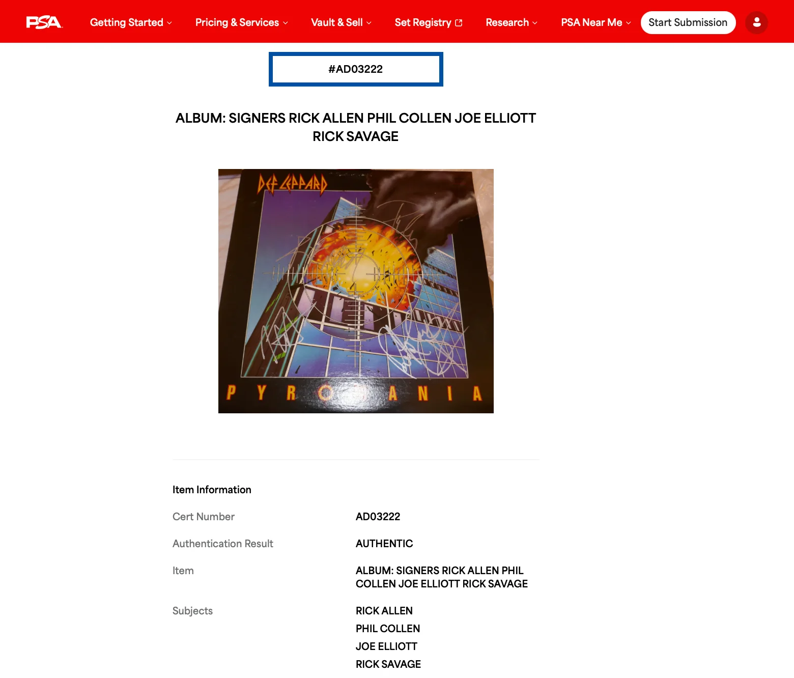 RICK ALLEN PHIL COLLEN JOE ELLIOTT RICK SAVAGE SIGNED DEF LEPPARD PYROMANIA PSA, image 5