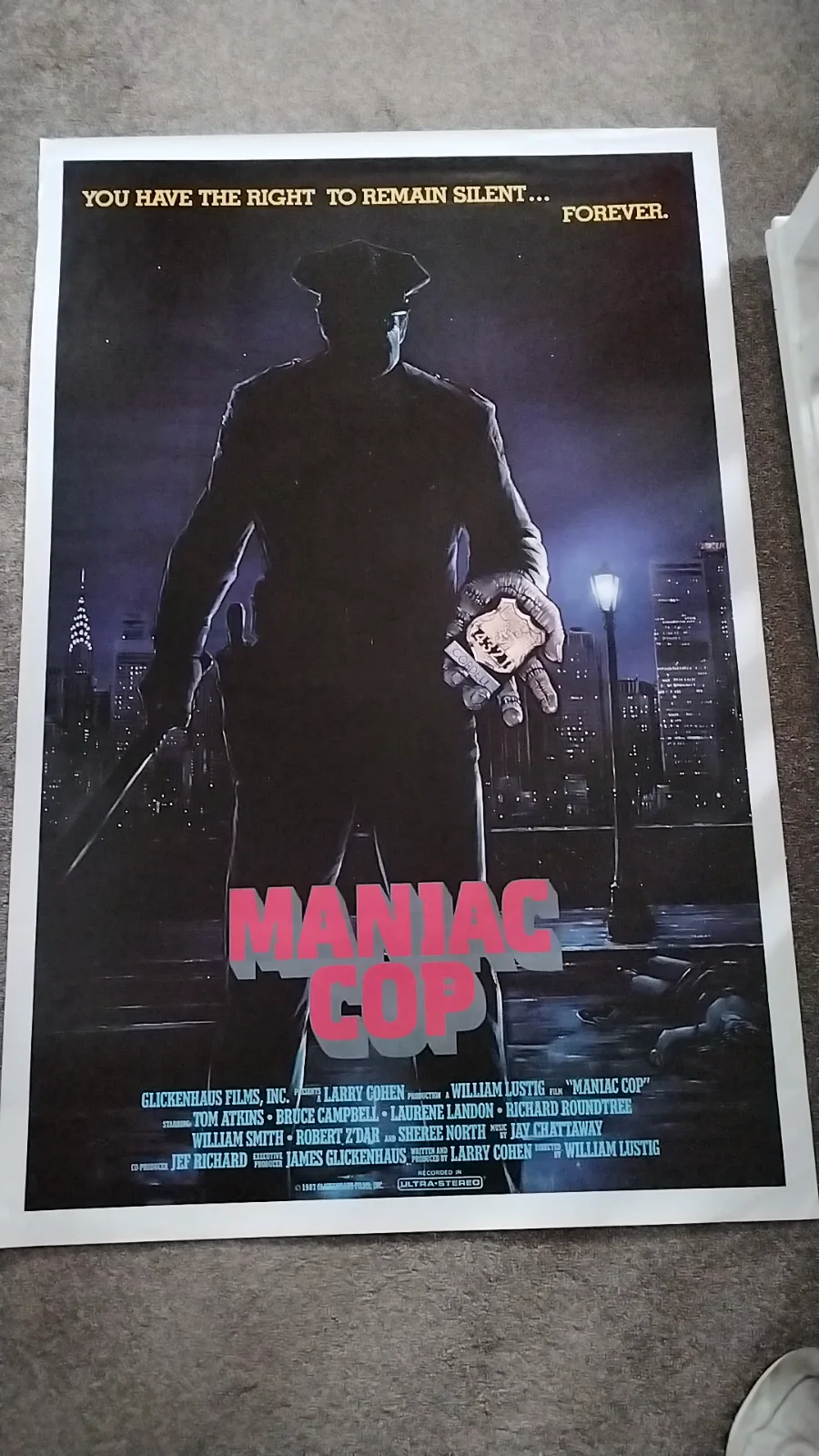 Maniac Cop 1987 Original One Sheet USA Cinema Poster Excellent Condition Rolled, image 2