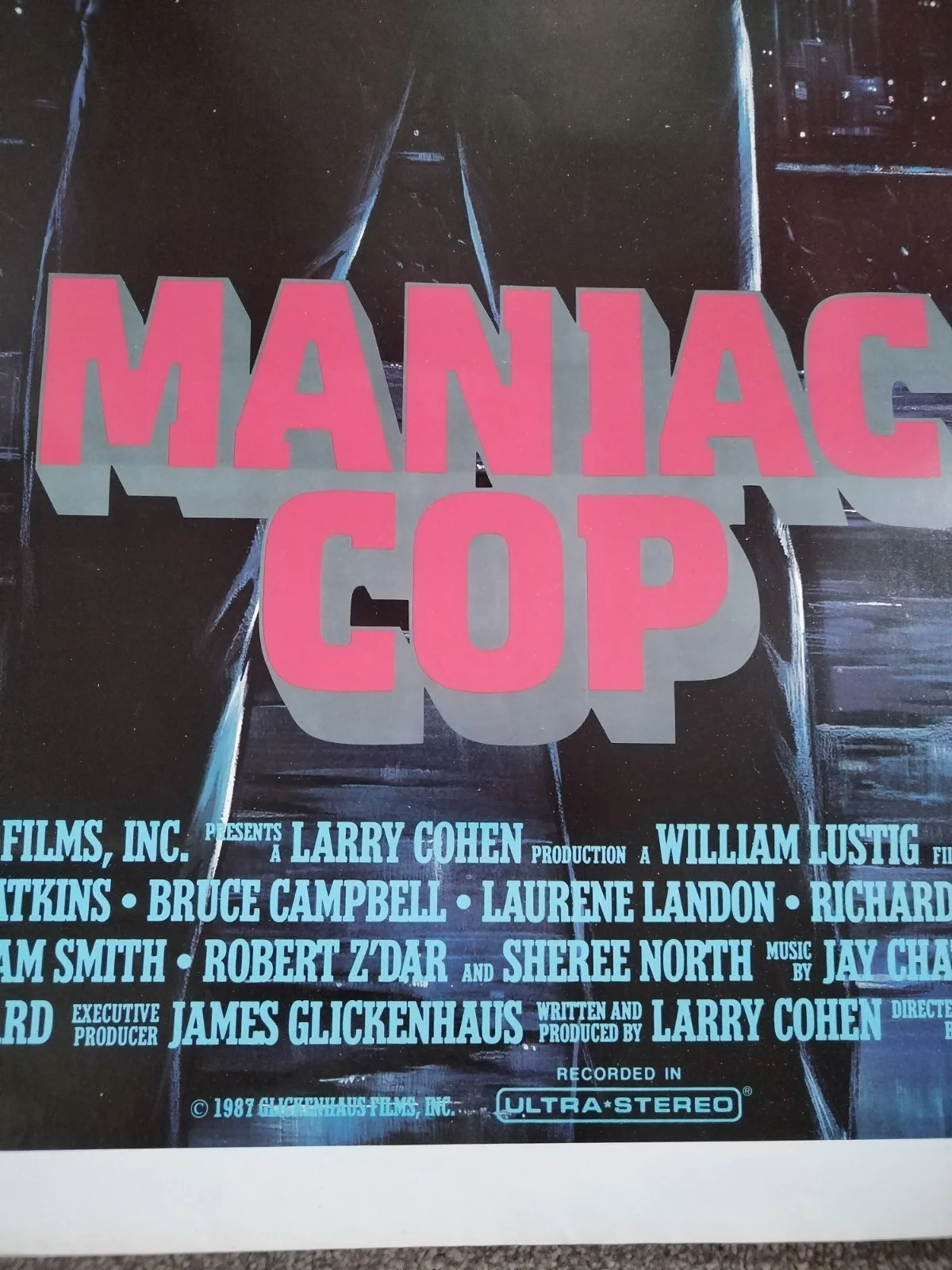 Maniac Cop 1987 Original One Sheet USA Cinema Poster Excellent Condition Rolled, image 5