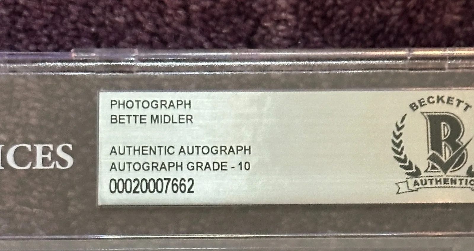 BETTE MIDLER — BETTE MIDLER Signed 8 X 10 PHOTO Beckett Encapsulated AUTO 10, изображение 3