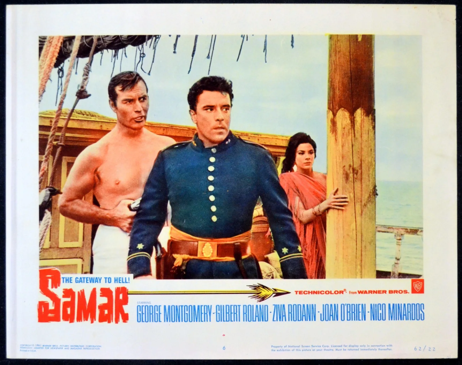 SAMAR 1962 George Montgomery, Gilbert Roland, Ziva Rodann 2 LOBBY CARDS, image 2
